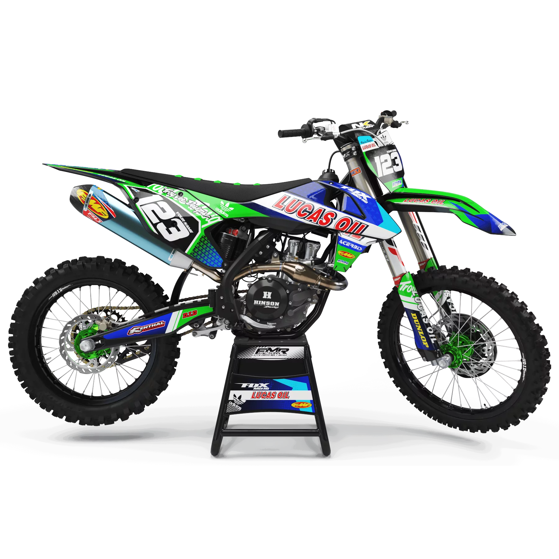 Kit déco moto KIT DECO MOTOCROSS LUCAS OIL vert (ref:prda23b)
