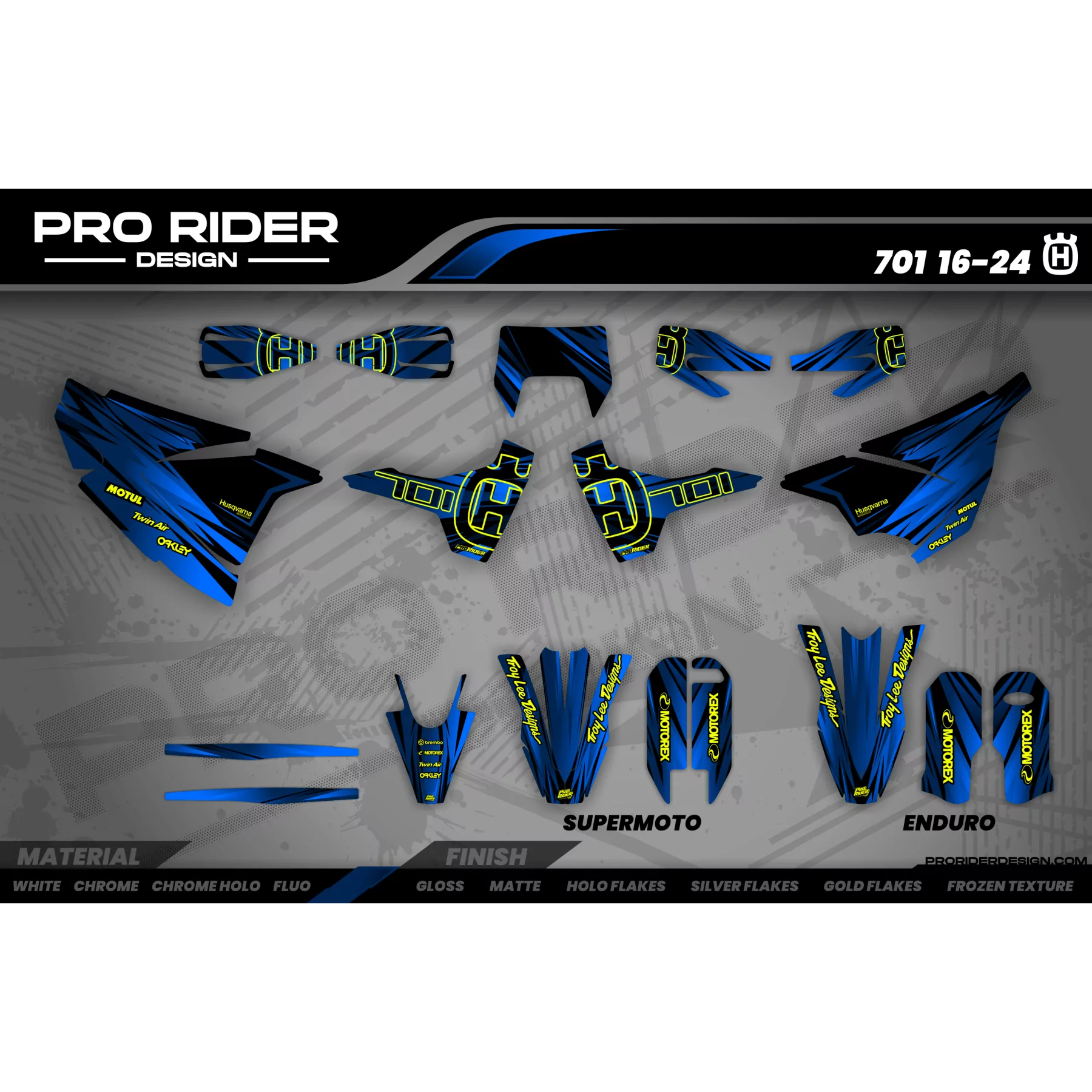 Motorrad Dekor DEKOR 701 PERSO HUSQVARNA | BLUE PLATINUM RUSH