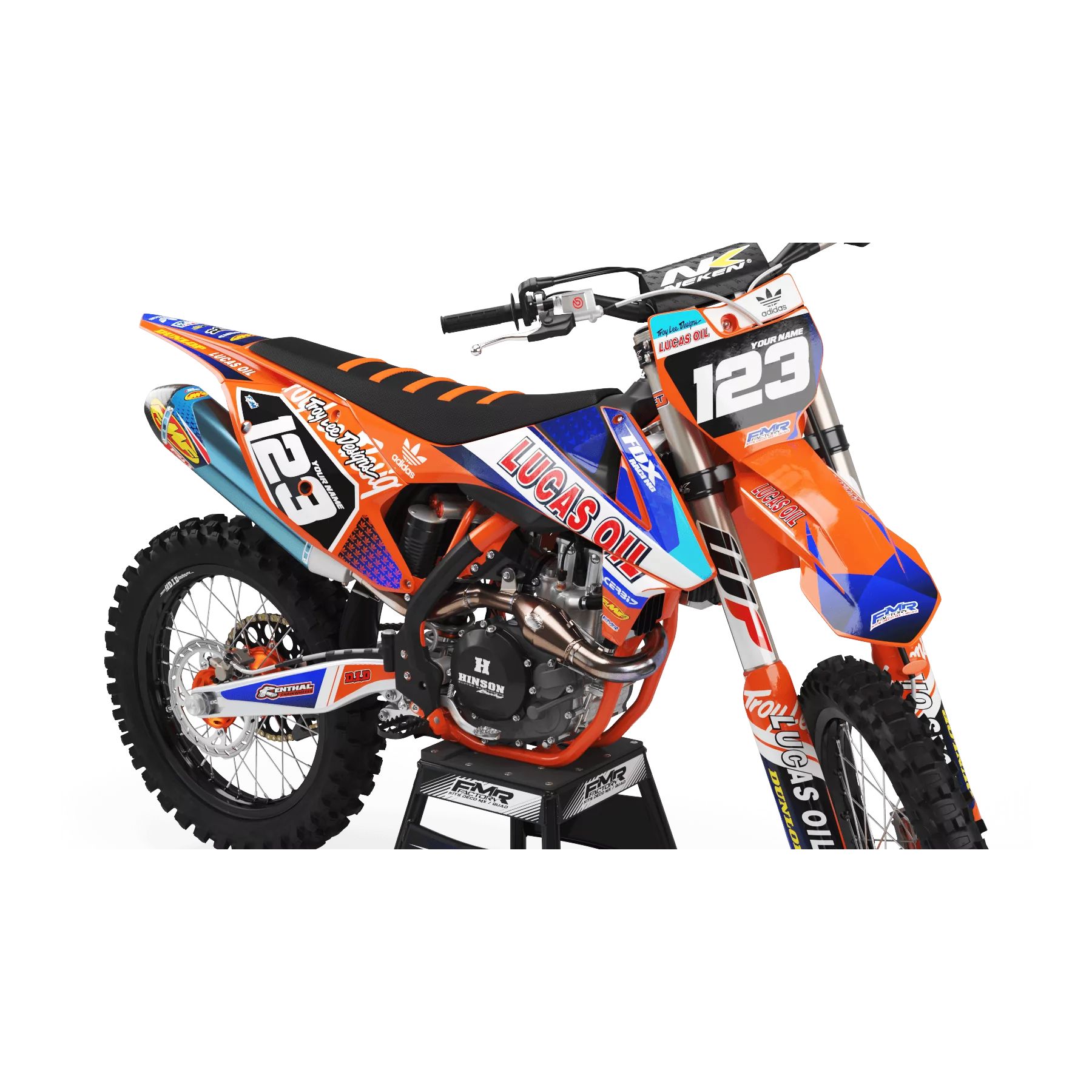 Kit adesivos moto KIT ADESIVOS MOTOCROSS LUCAS OIL laranja (ref:prda23c)