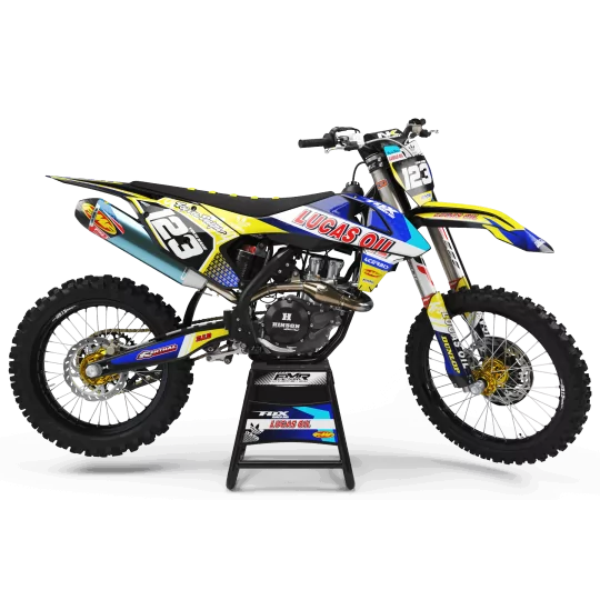 Kit adesivos moto KIT ADESIVOS MOTOCROSS PERSO LUCAS OIL amarelo (ref:prda23d)