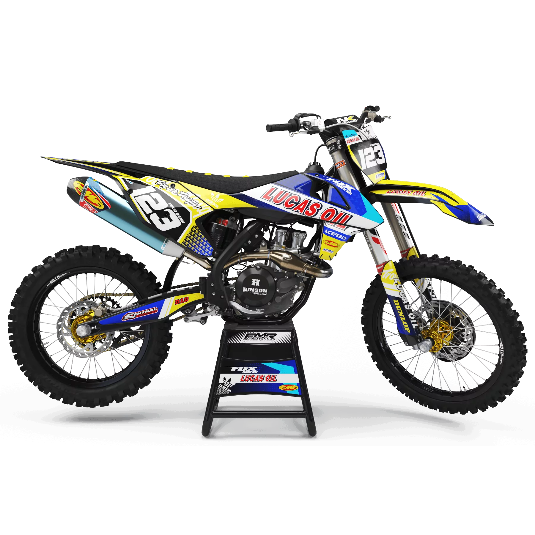 Kit adesivos moto KIT ADESIVOS MOTOCROSS PERSO LUCAS OIL amarelo (ref:prda23d)