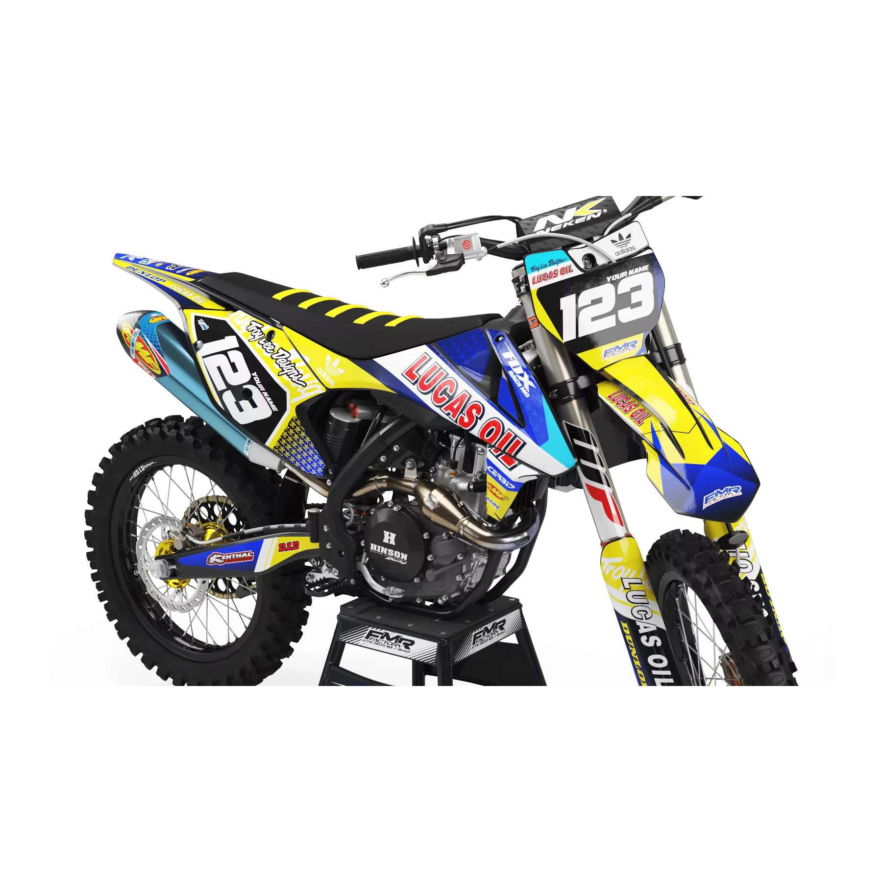 Kit adesivos moto KIT ADESIVOS MOTOCROSS PERSO LUCAS OIL amarelo (ref:prda23d)