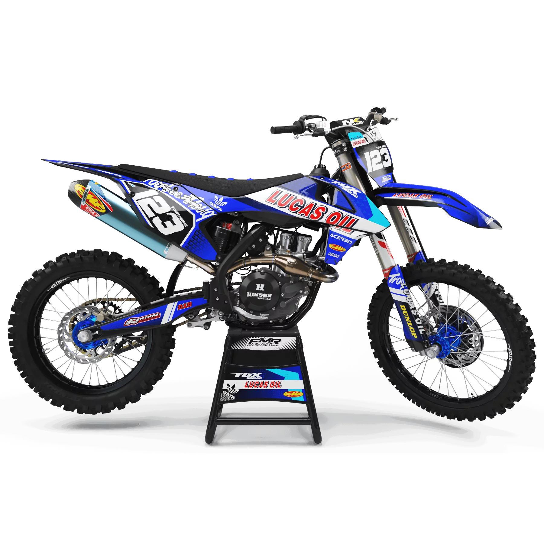 Kit adesivos moto KIT ADESIVOS MOTOCROSS PERSO LUCAS OIL azul (ref:prda23e)