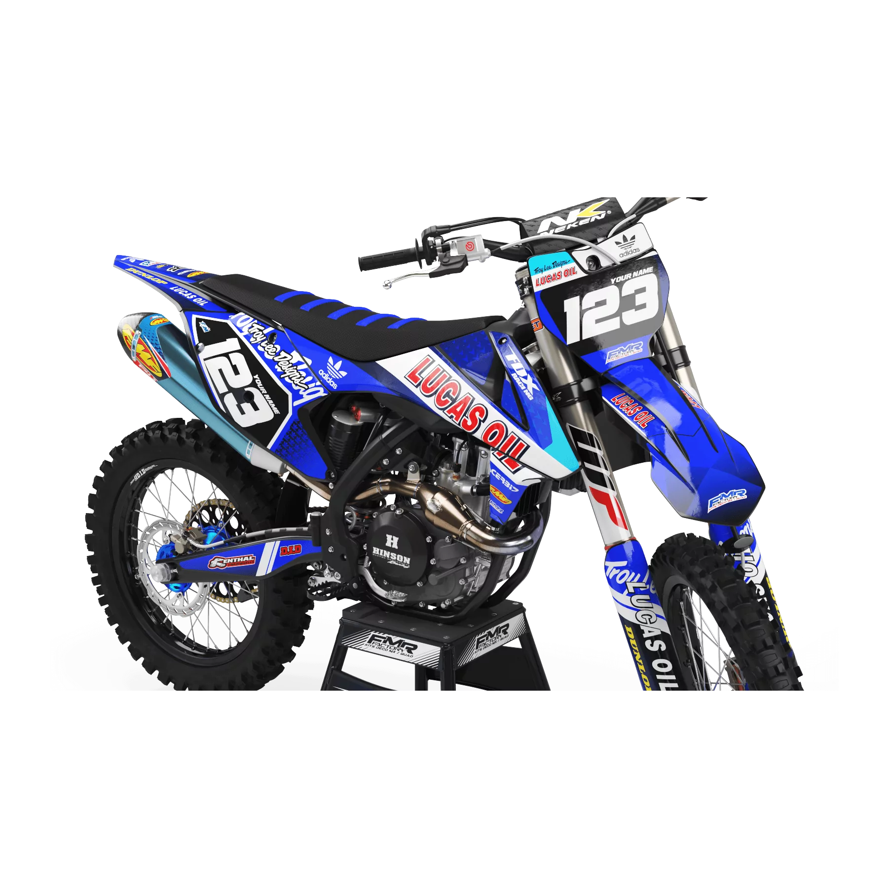 KIT ADESIVOS moto KIT ADESIVOS MOTOCROSS PERSO LUCAS OIL azul (ref:prda23e)