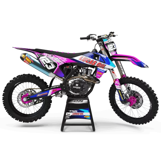 Kit adesivos moto KIT ADESIVOS MOTOCROSS LUCAS OIL rosa (ref:prda23f)