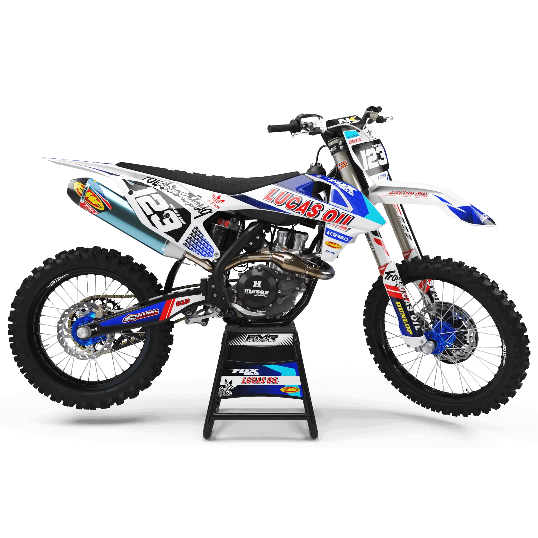 KIT ADESIVOS moto KIT ADESIVOS MOTOCROSS PERSO LUCAS OIL branco (ref:prda23g)