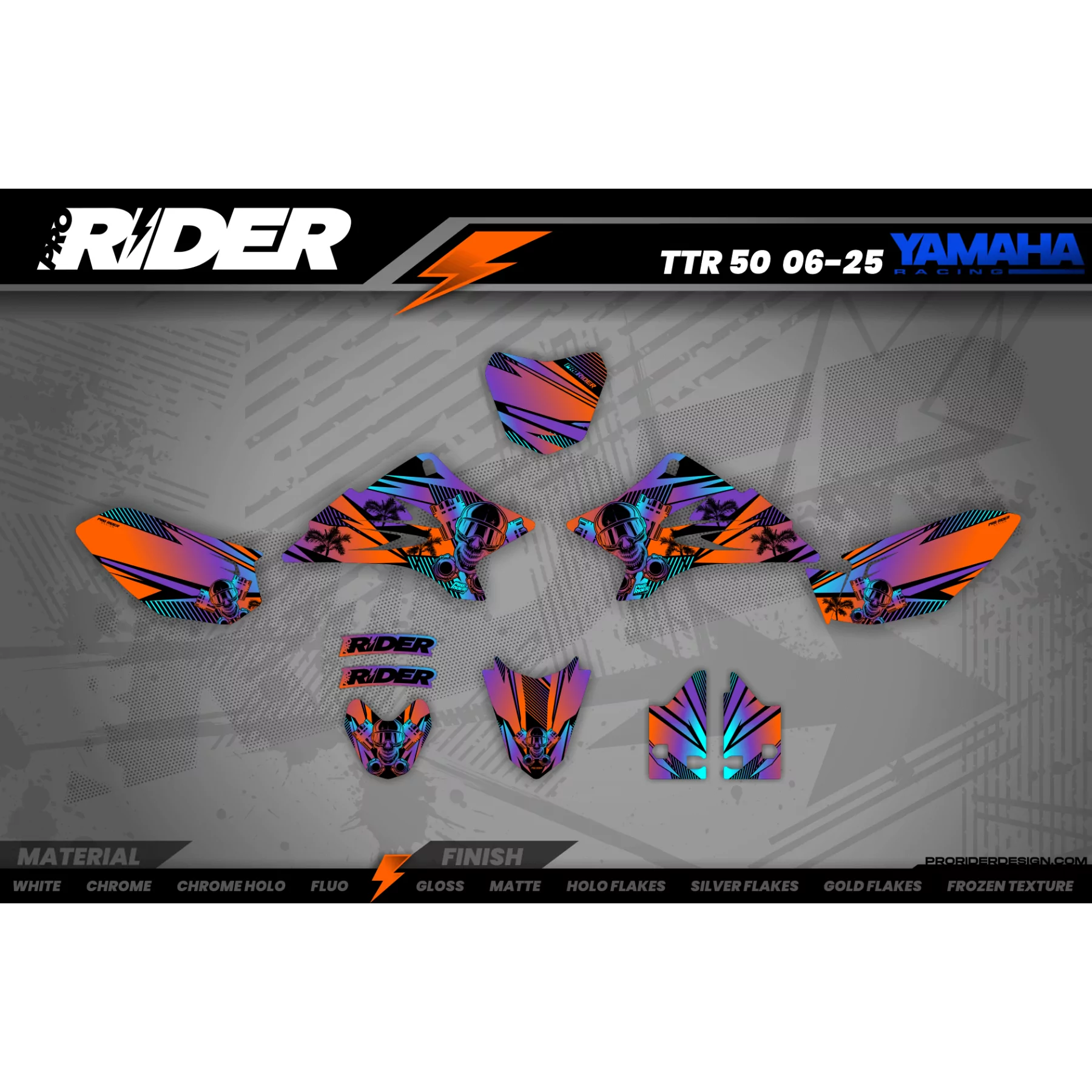 Kit adesivos moto Kit adesivos SUPERMOT personalizável - SKULL TREES