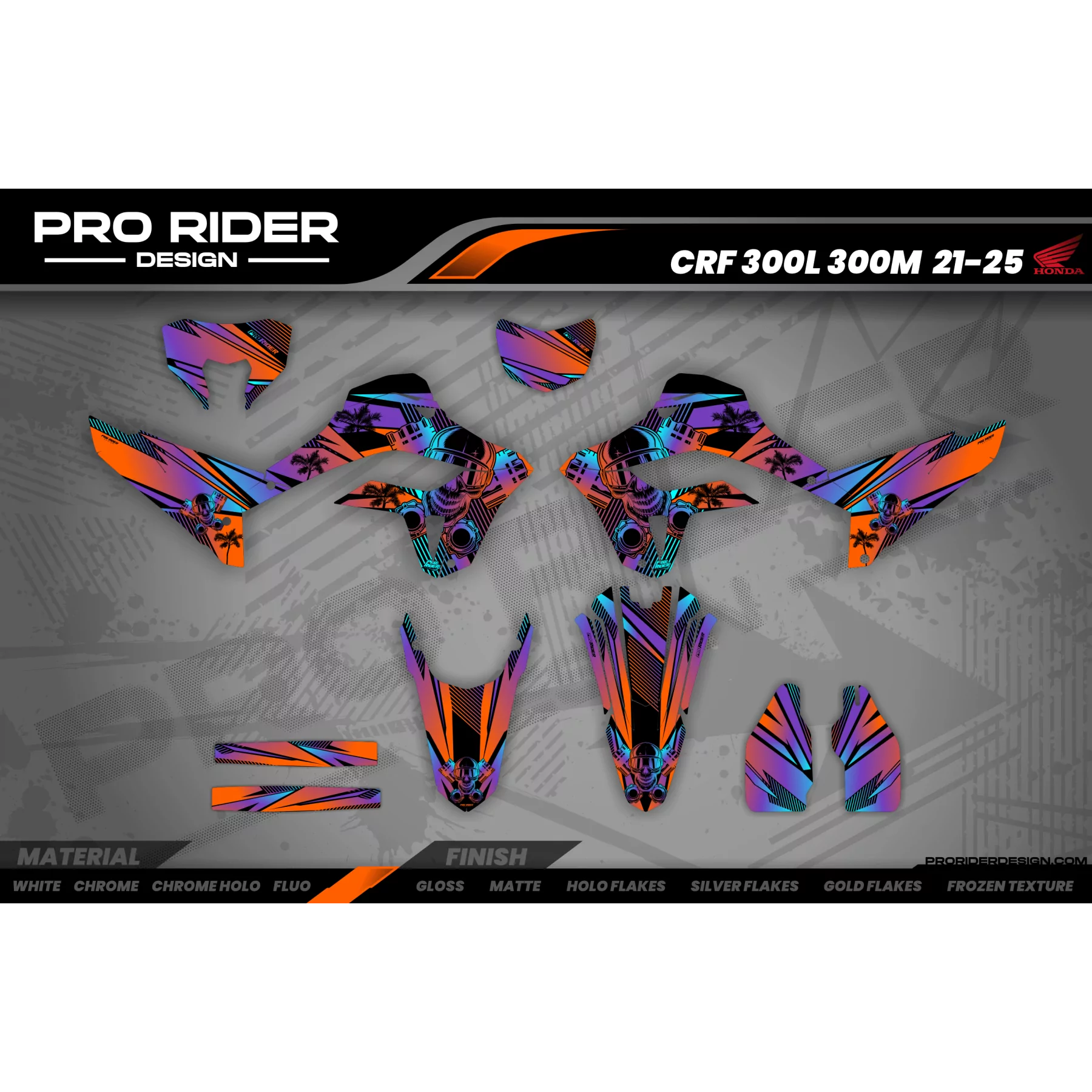 Kit adesivos moto Kit adesivos SUPERMOT personalizável - SKULL TREES