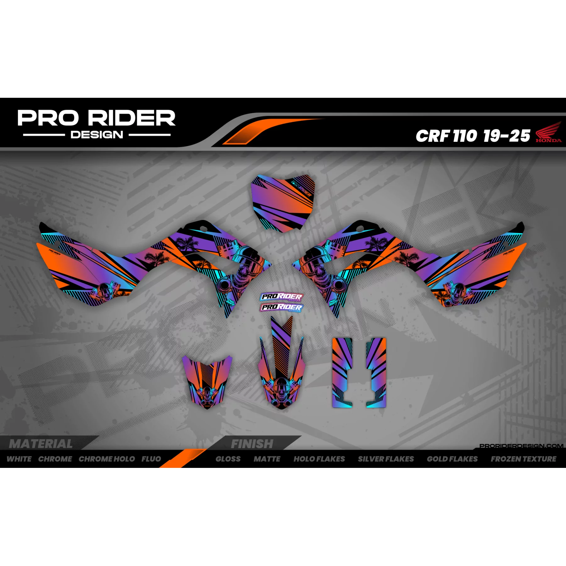 Kit adesivos moto Kit adesivos SUPERMOT personalizável - SKULL TREES