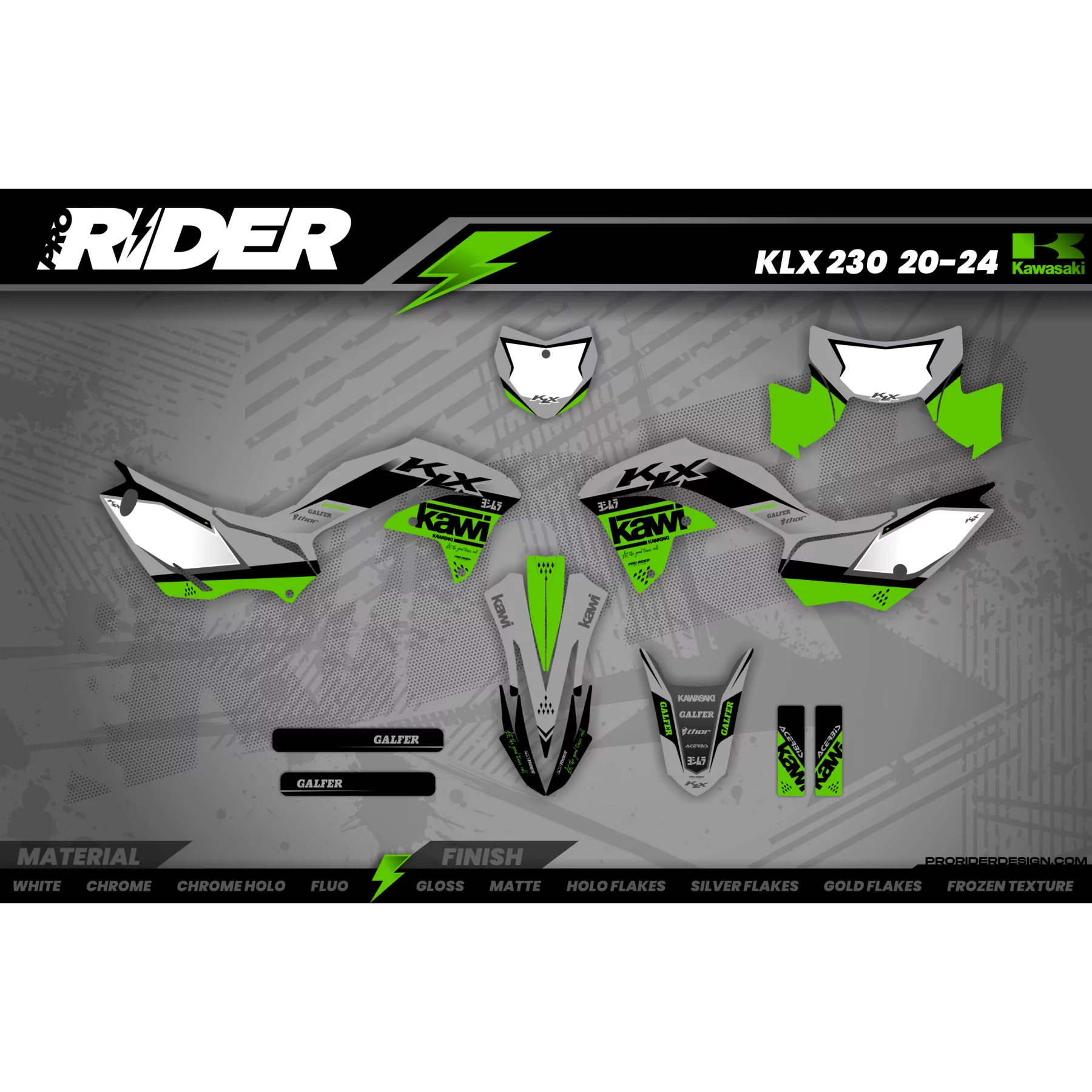 Moto-Dekorkit KIT DEKOR Motocross KAWASAKI MATE FINISH
