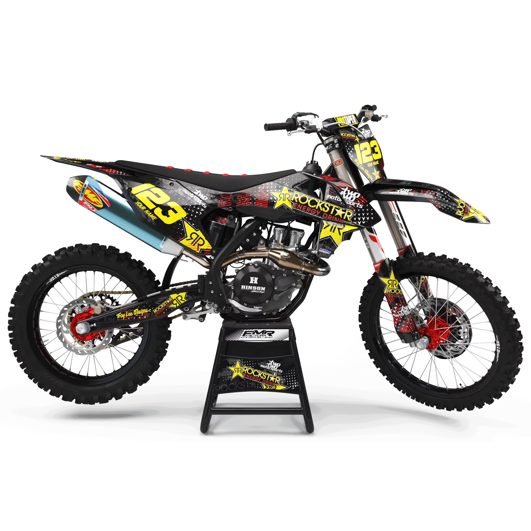 Kit adesivos moto KIT ADESIVOS MOTOCROSS PERSO ROCKSTAR ENERGY vermelho (ref:prda16a)