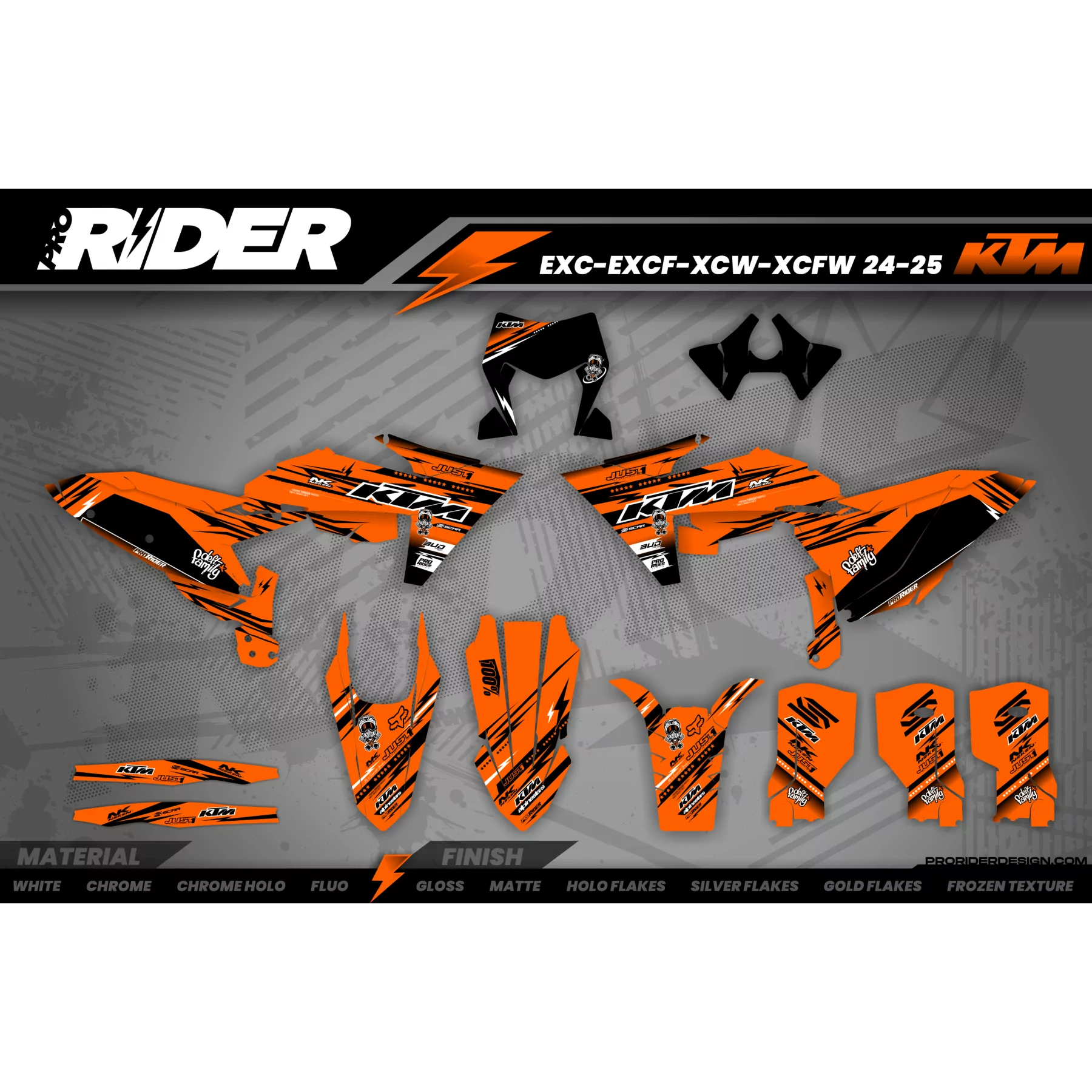 Moto-Dekorkit KIT DEKOR Motocross KTM JUST1 ORANGE