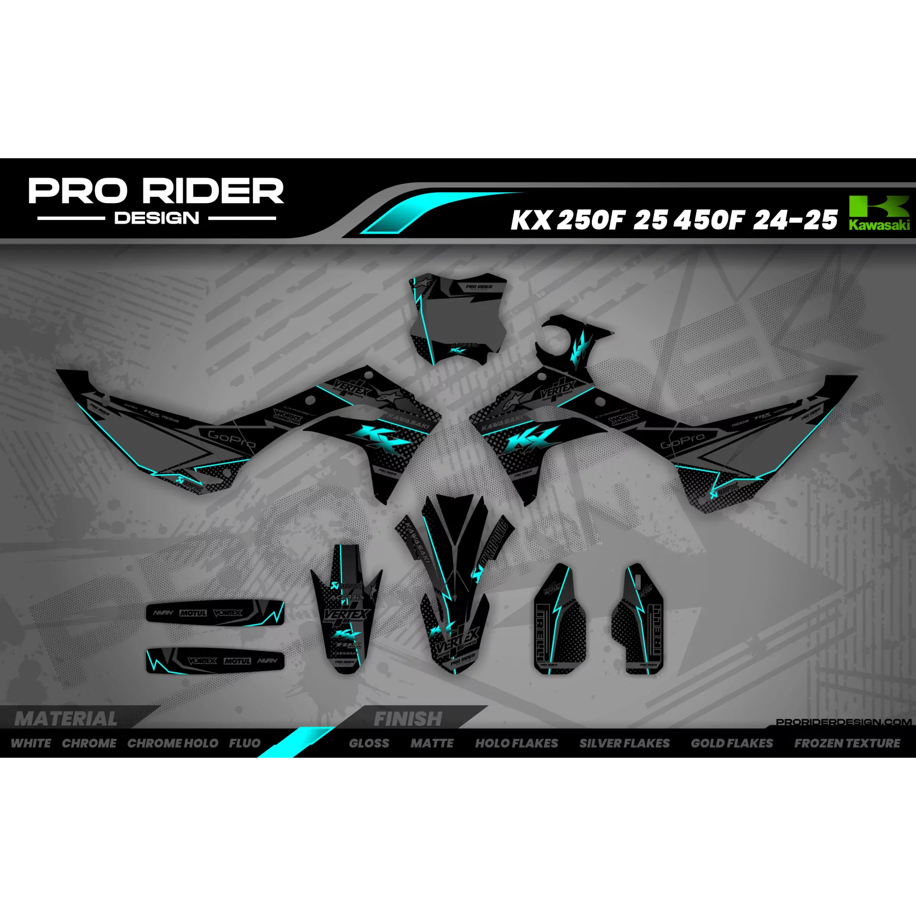 Moto-Dekor DEKOR Motocross KAWASAKI TURQUOISE (REF:PRDA39B2)