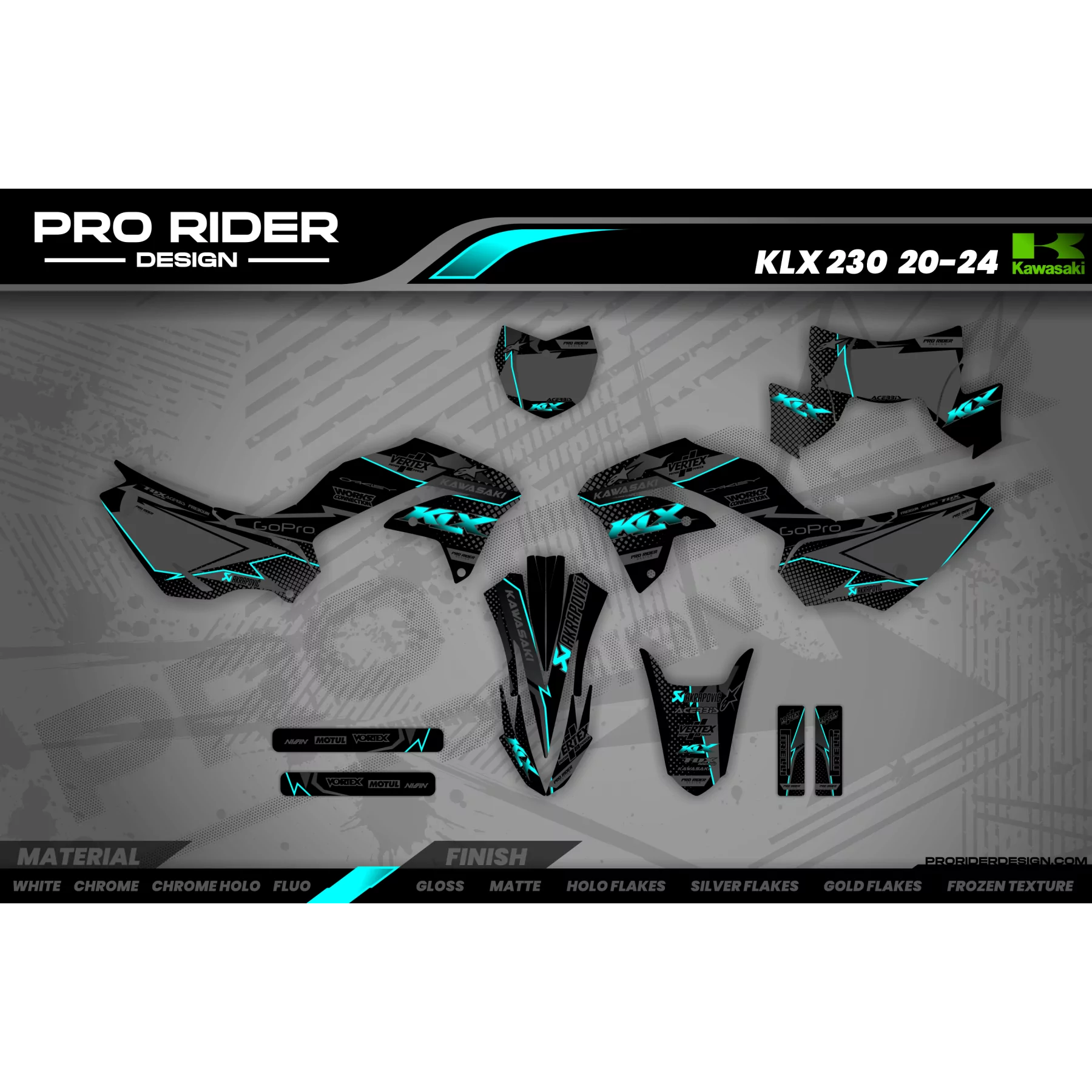 Moto-Dekor DEKOR Motocross KAWASAKI TURQUOISE (REF:PRDA39B2)