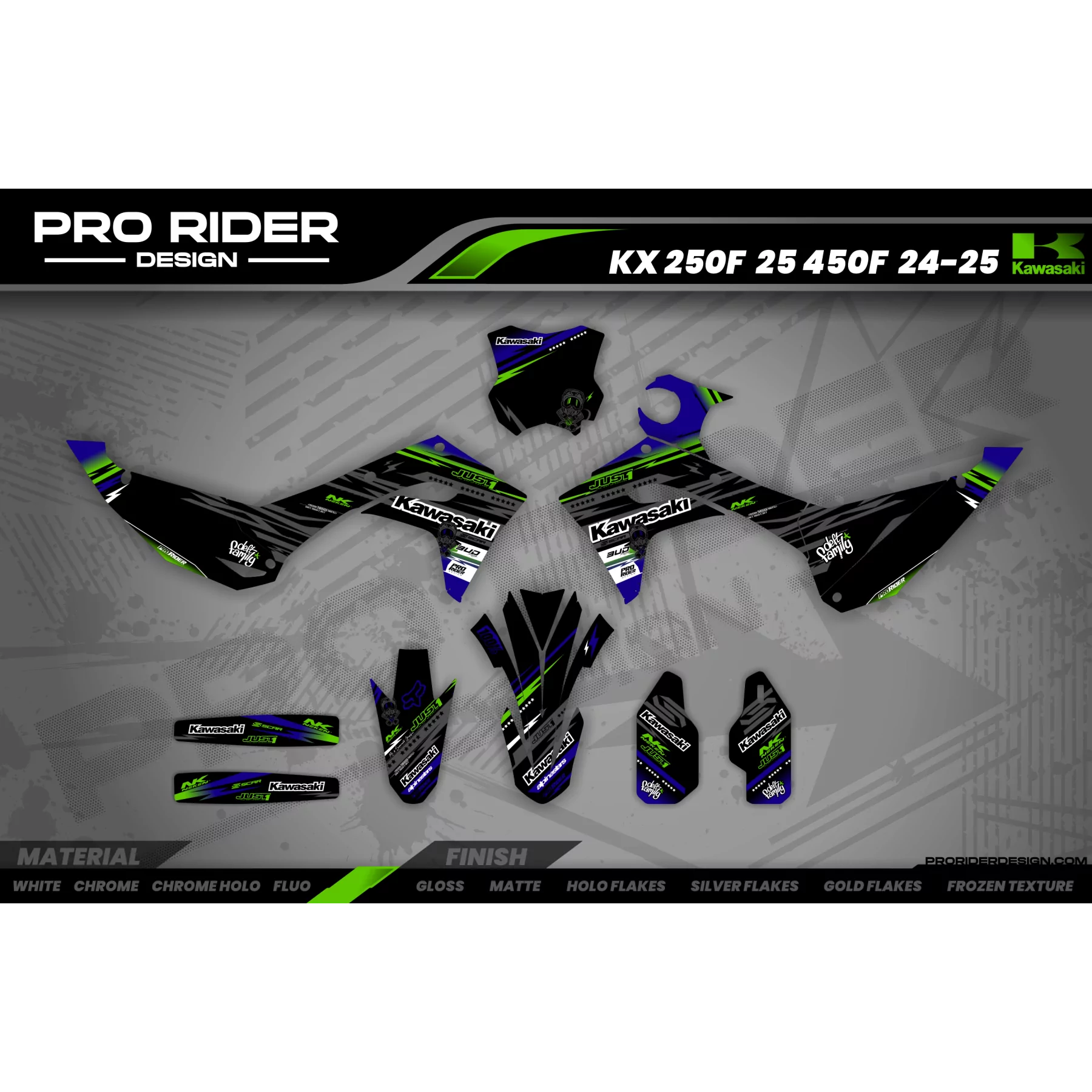 Moto graphics GRAPHICS Motocross KAWASAKI JUST1 BLACK
