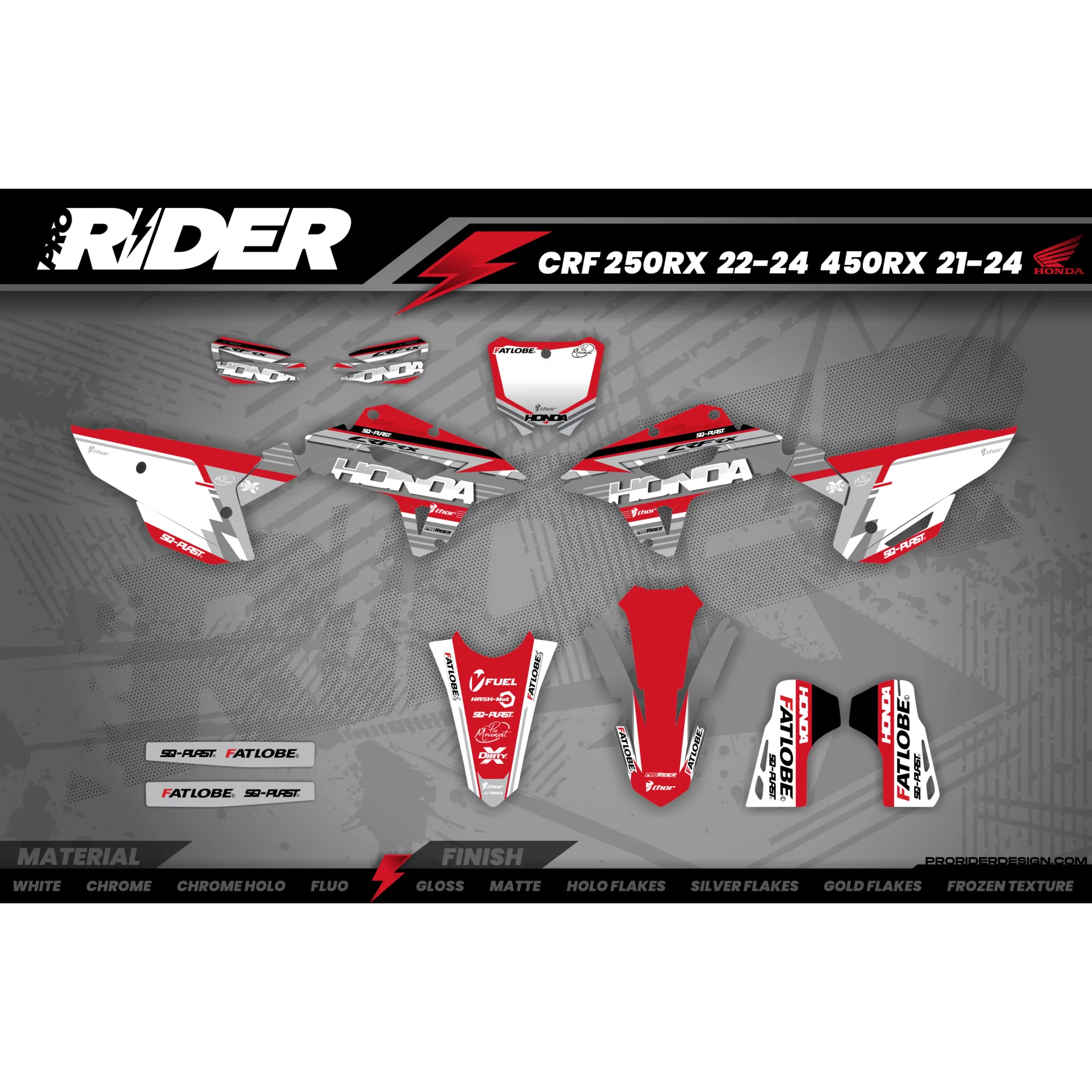 Kit adesivos moto KIT ADESIVOS Motocross HONDA VERMELHO ELEGÂNCIA