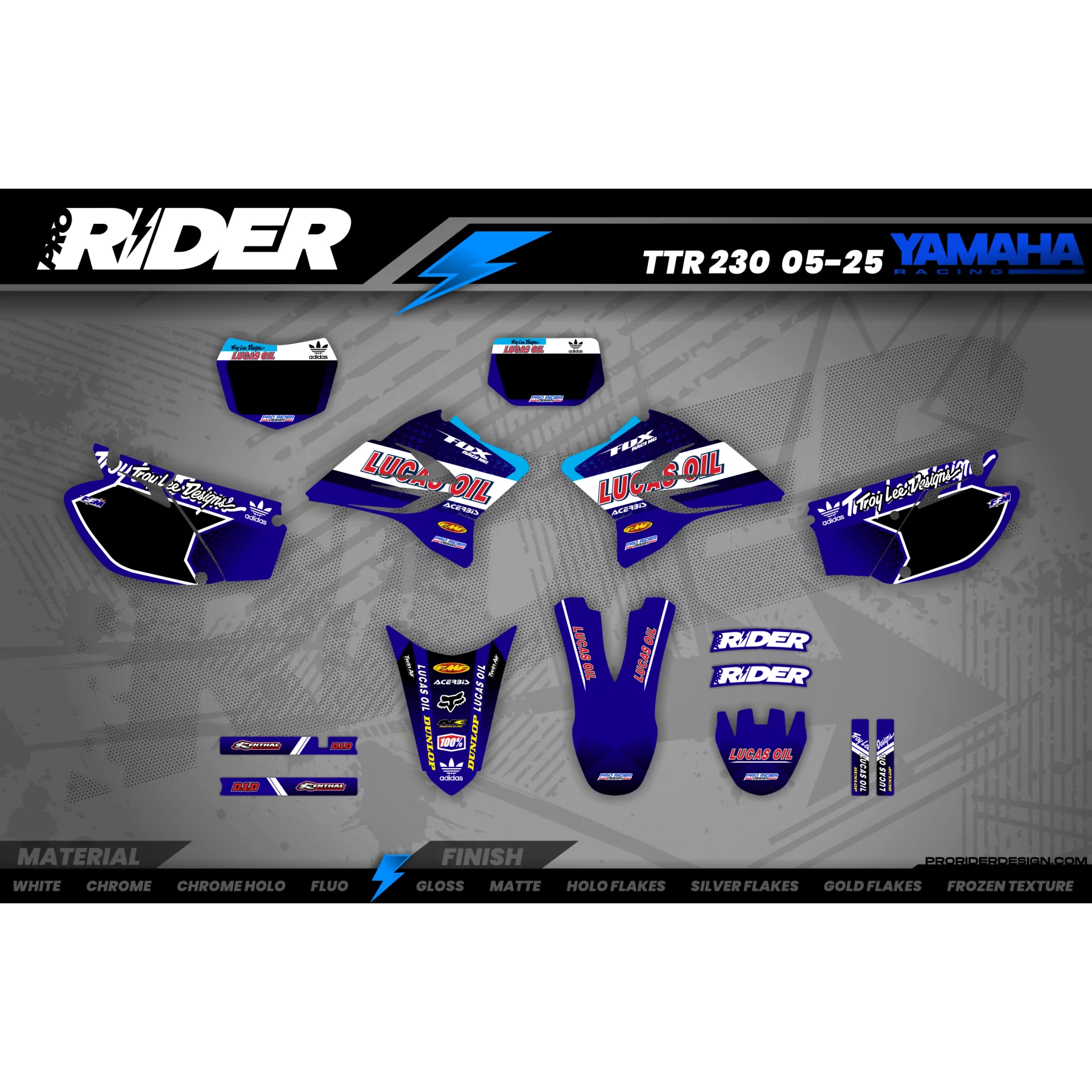 Kit adesivos moto KIT ADESIVOS MOTOCROSS PERSO LUCAS OIL azul (ref:prda23e)