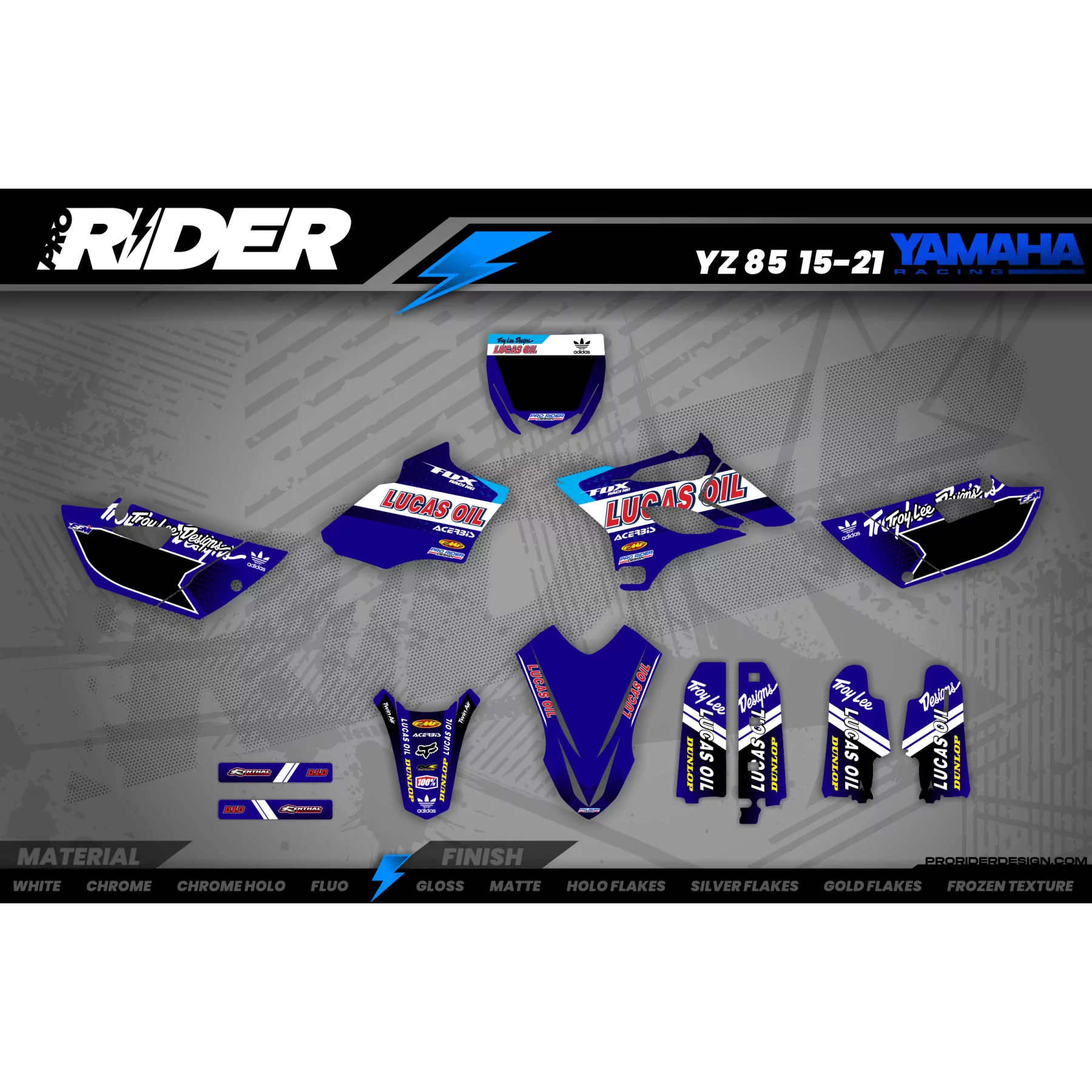 Kit adesivos moto KIT ADESIVOS MOTOCROSS PERSO LUCAS OIL azul (ref:prda23e)