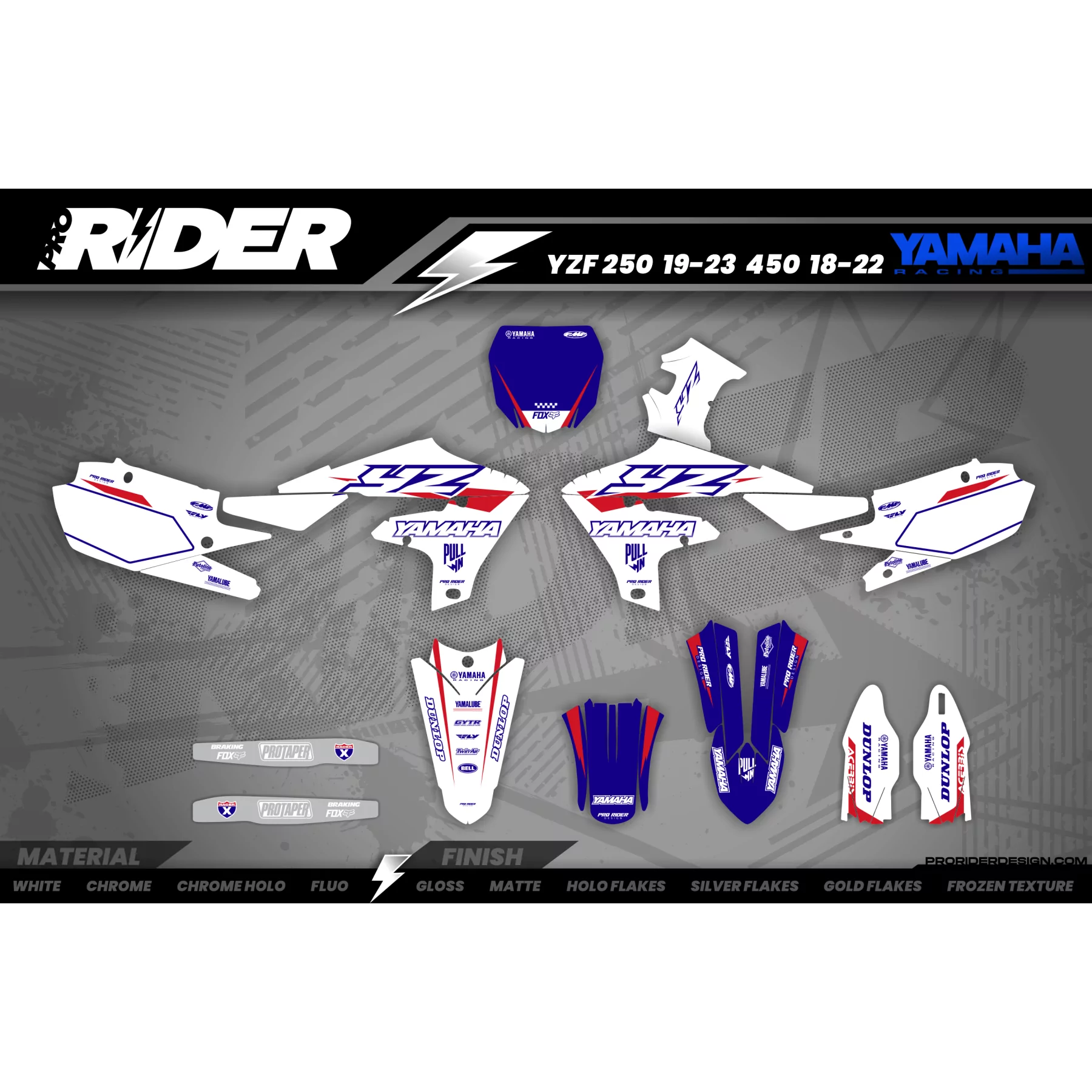 Kit adesivos moto KIT ADESIVOS Motocross YAMAHA WHITE FLAG