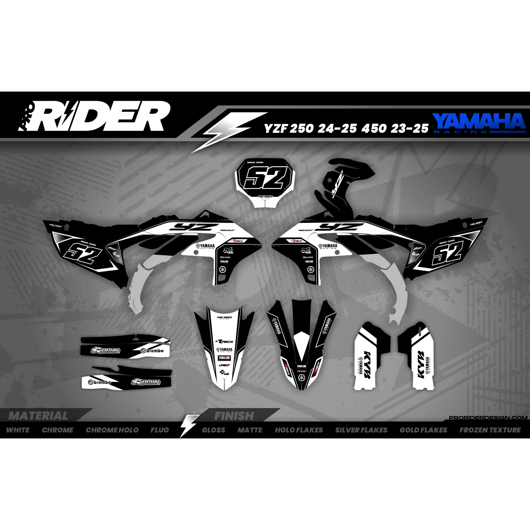 Motocross graphics kit GRAPHICS Motocross YAMAHA | White ThunderStrike