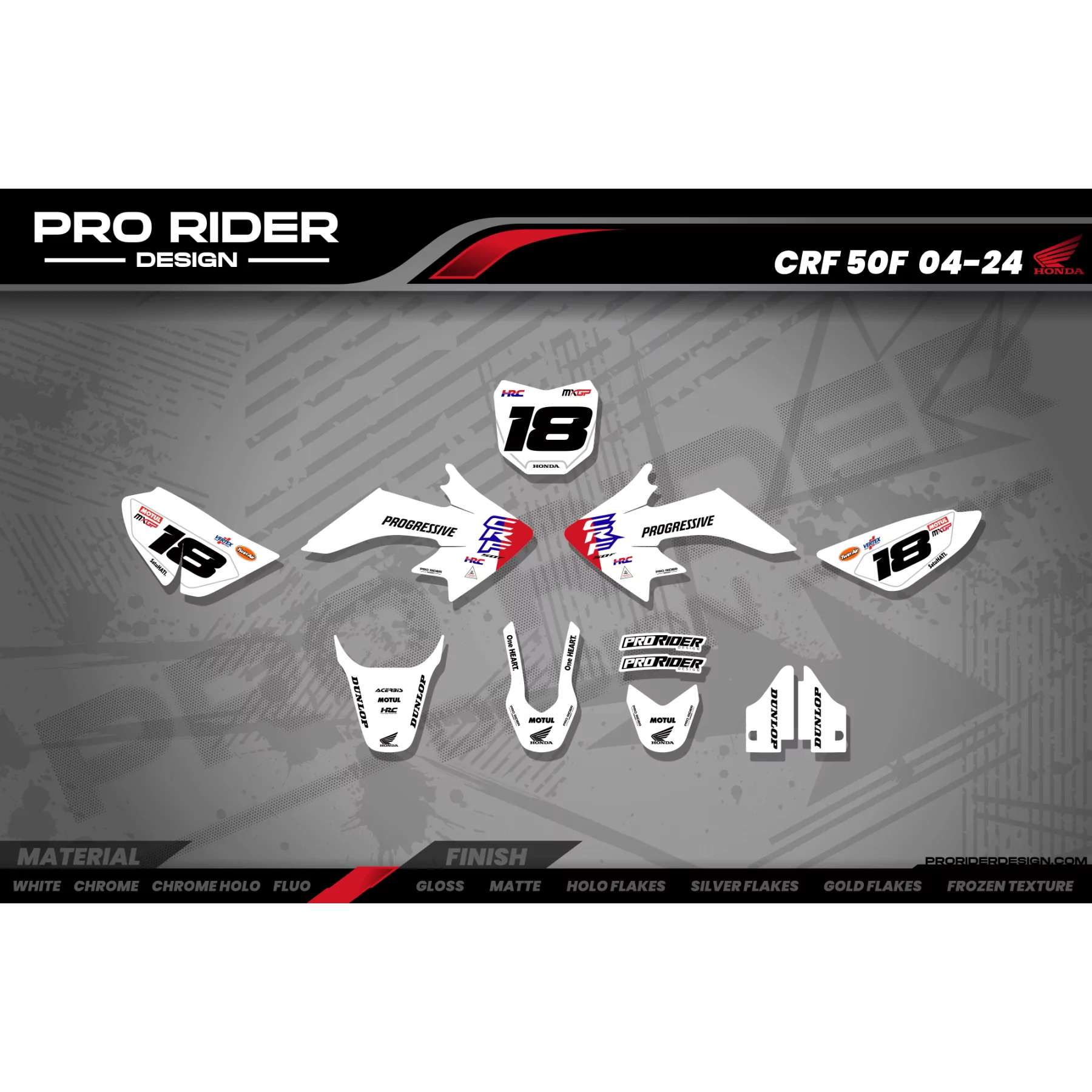 Kit adhesivos moto KIT ADHESIVOS Motocross HONDA HRC SMX Team PROGRESSIVE | WHITE