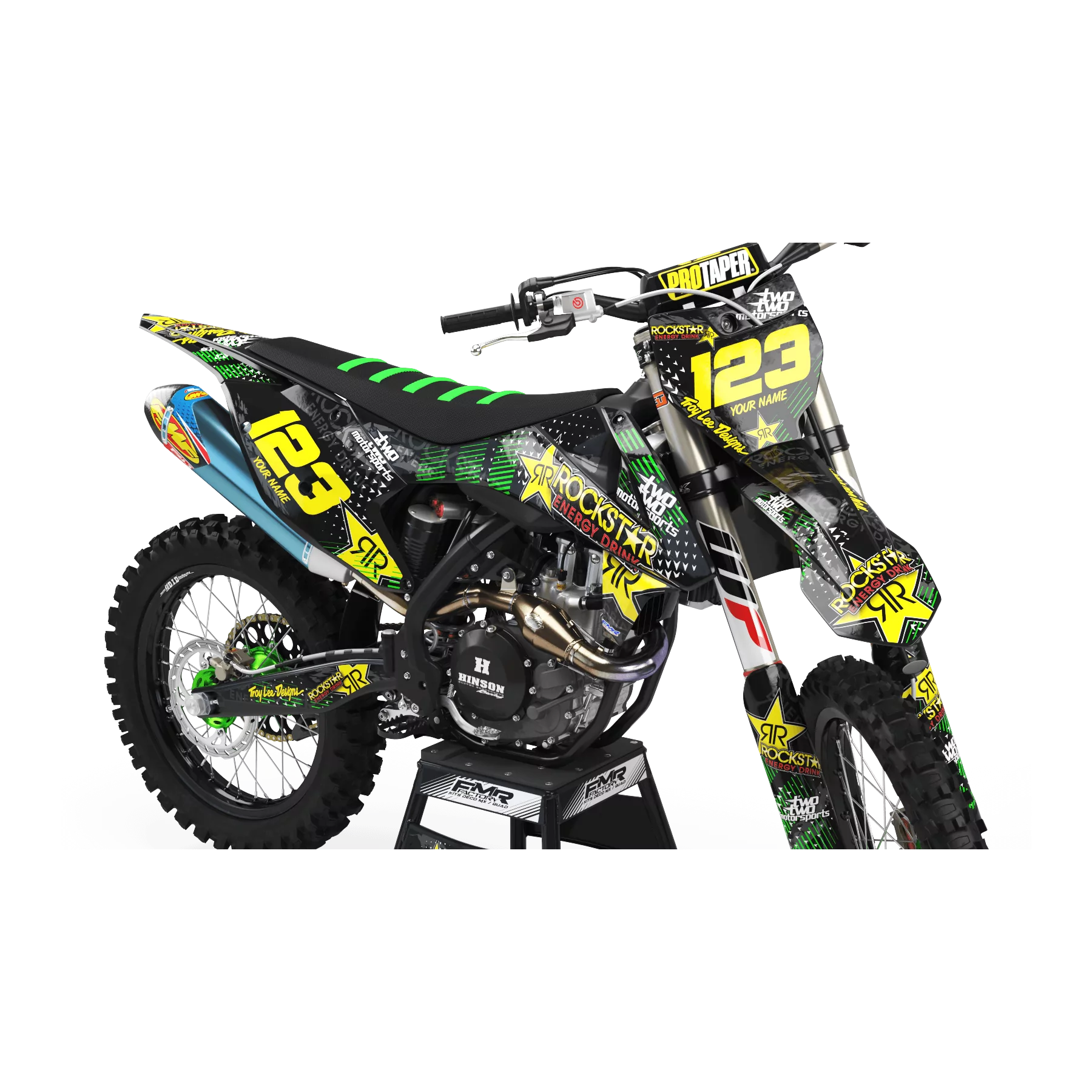 KIT ADESIVOS moto KIT ADESIVOS MOTOCROSS PERSO ROCKSTAR ENERGY verde (ref:prda16b)