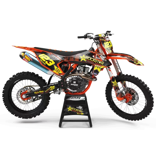 KIT ADESIVOS moto KIT ADESIVOS MOTOCROSS PERSO ROCKSTAR ENERGY laranja (ref:prda16c)