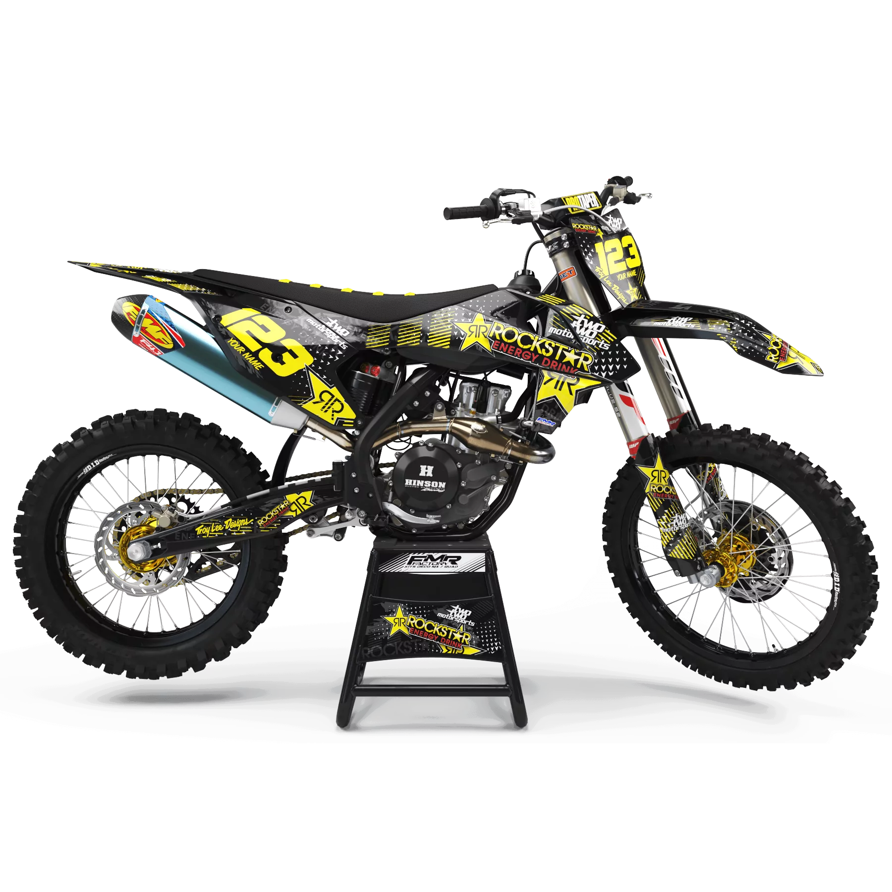 Kit adesivos moto KIT ADESIVOS MOTOCROSS ROCKSTAR ENERGY amarelo (ref:prda16d)