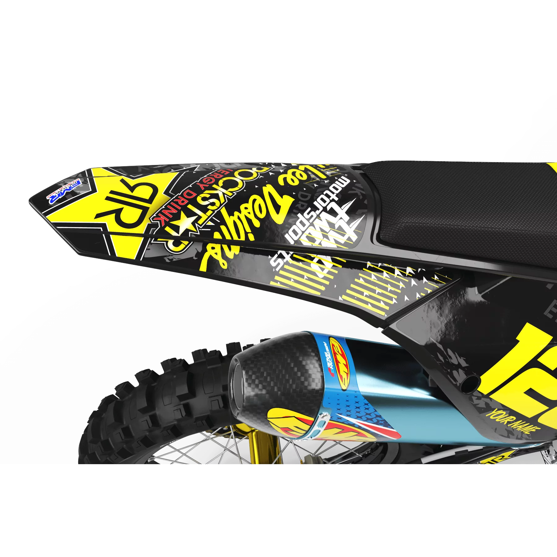 Kit adesivos moto KIT ADESIVOS MOTOCROSS ROCKSTAR ENERGY amarelo (ref:prda16d)