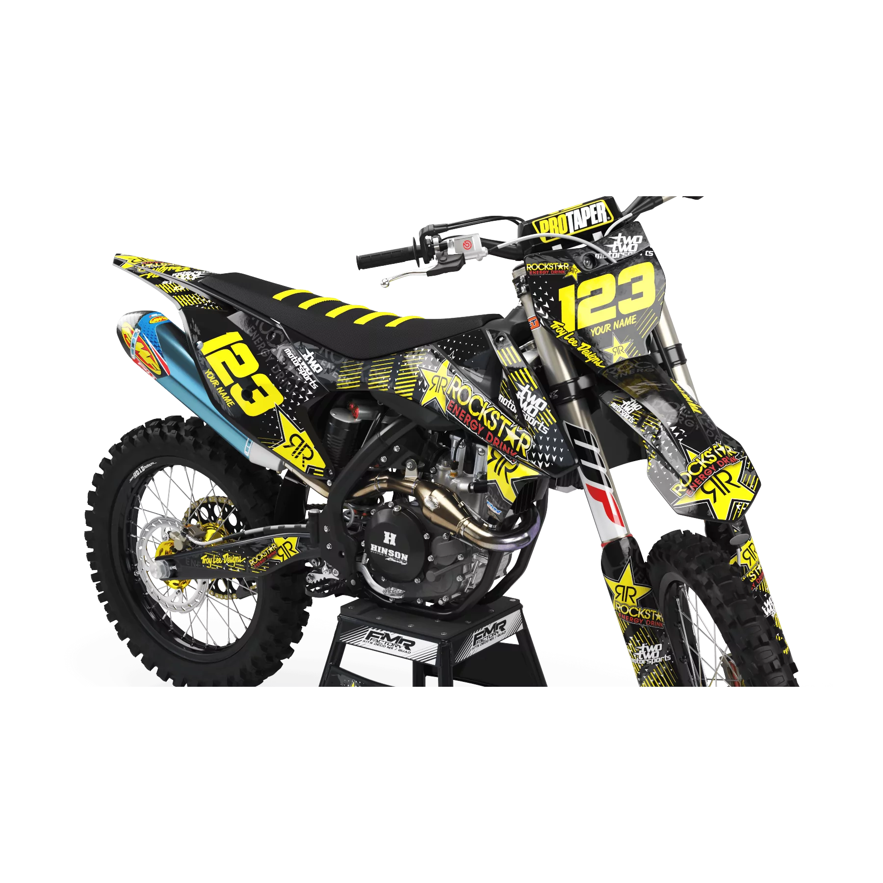 KIT ADESIVOS moto KIT ADESIVOS MOTOCROSS ROCKSTAR ENERGY amarelo (ref:prda16d)