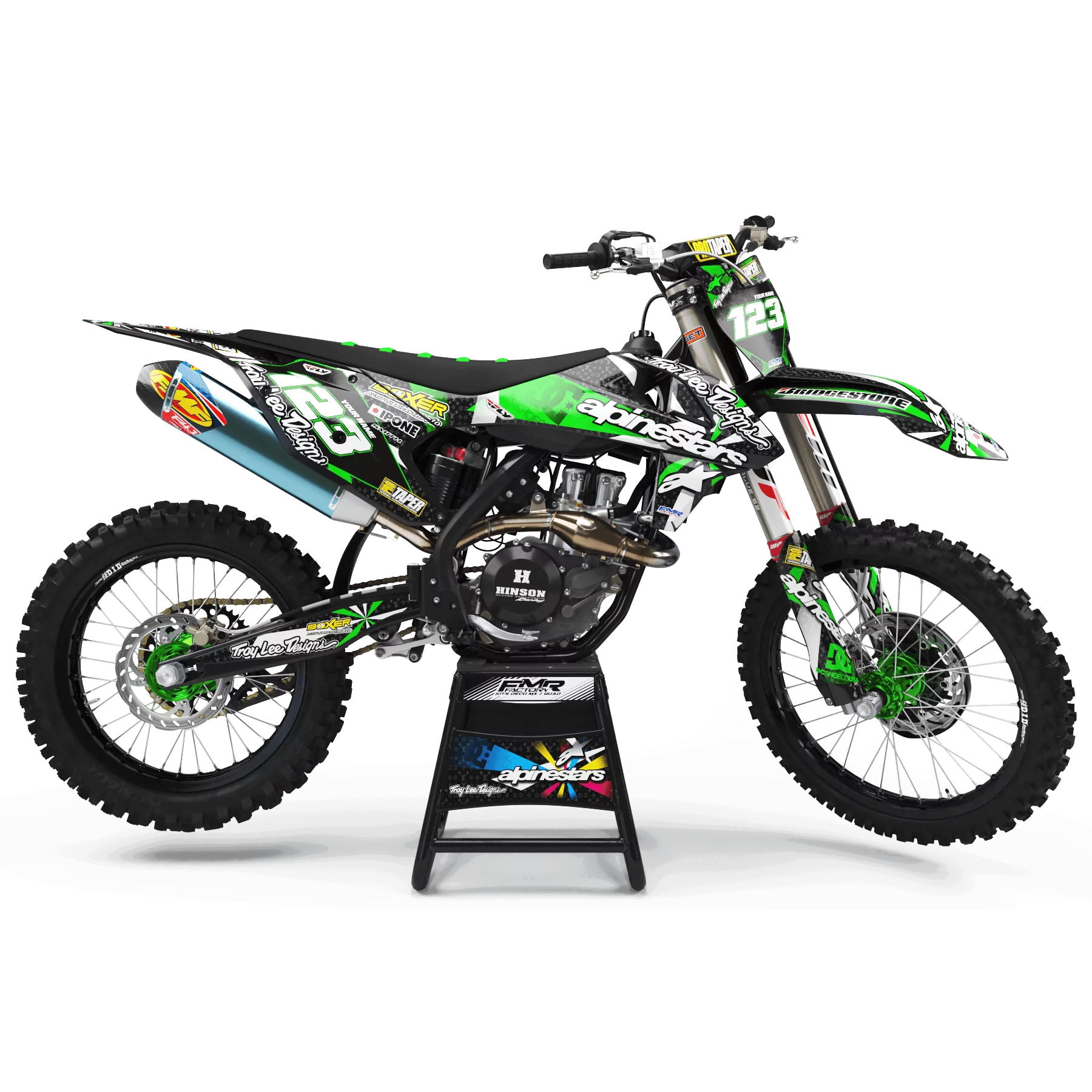 STICKERSET motor Stickerset MOTOCROSS ALPINESTARS groen (ref:prda4b)