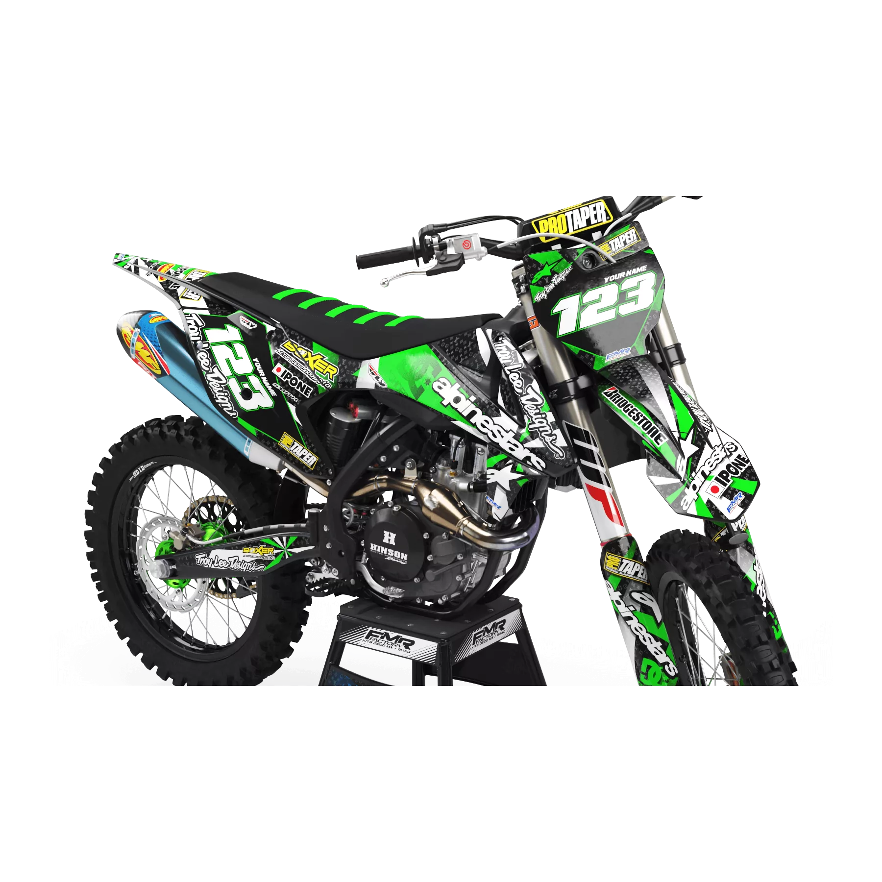 Kit adhesivos moto KIT ADHESIVOS MOTOCROSS ALPINESTARS verde (ref:prda4b)