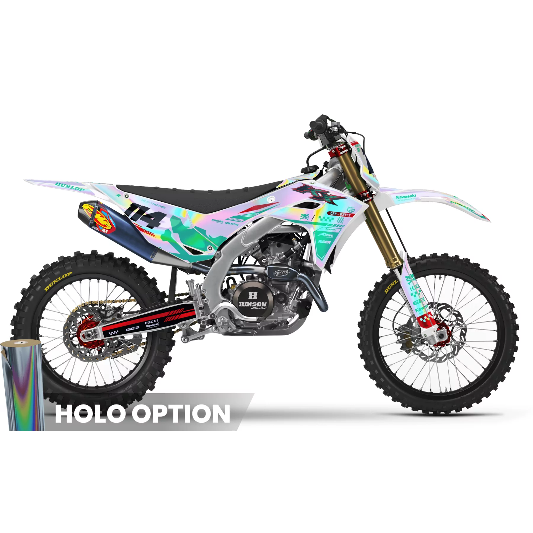 Kit adesivos moto Kit adesivos Motocross Kawasaki OFF WHITE