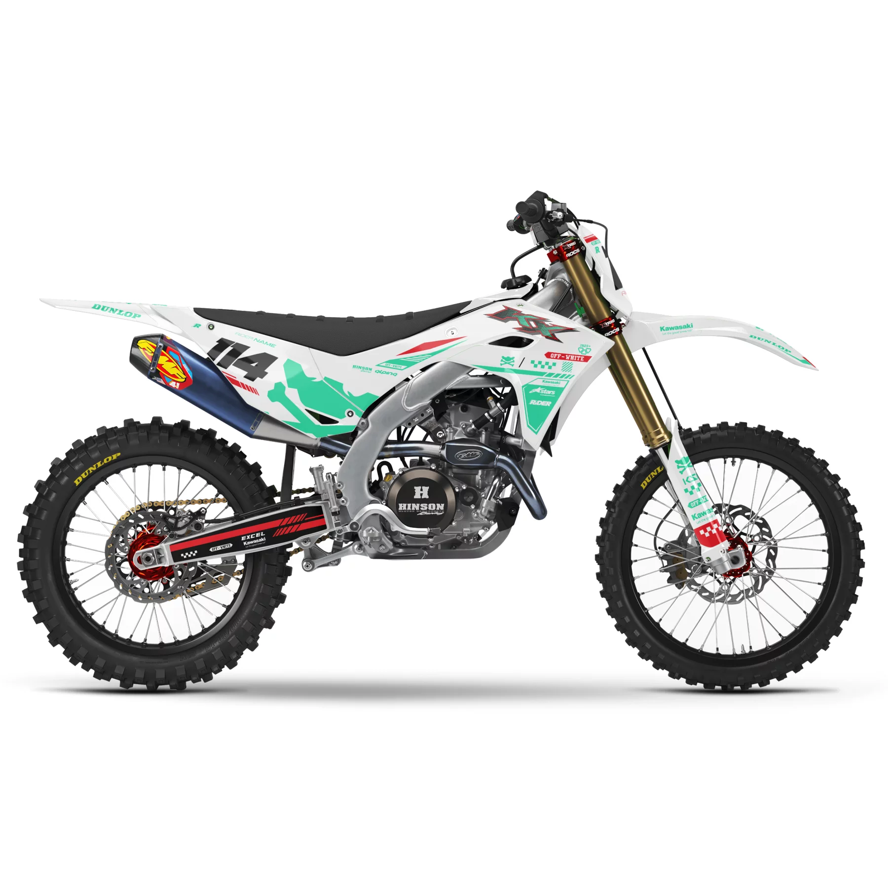 Kit adesivos moto Kit adesivos Motocross Kawasaki OFF WHITE