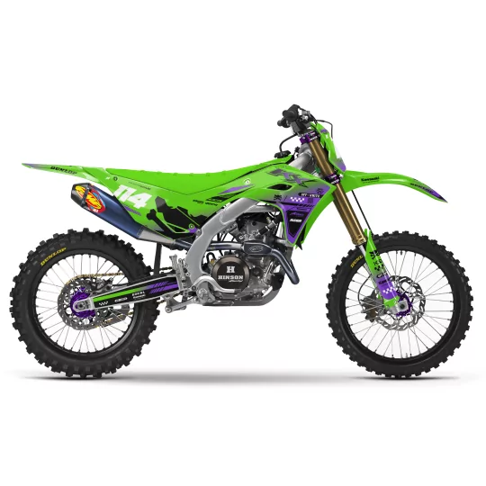 Stickerset moto Stickerset Motocross Kawasaki OFF WHITE HyperGreen