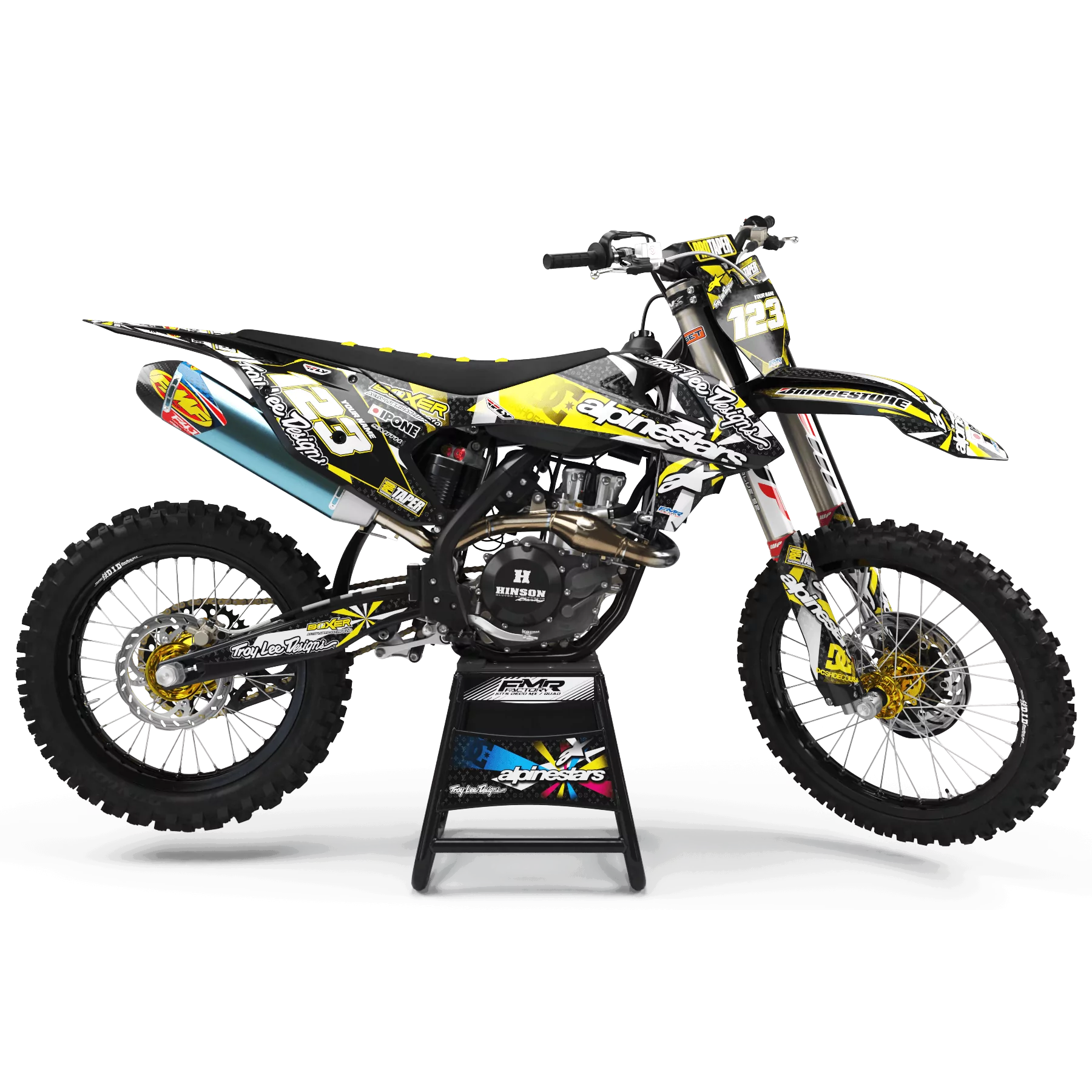 Kit adesivos moto KIT ADESIVOS Motocross ALPINESTARS amarelo (ref:prda4e)