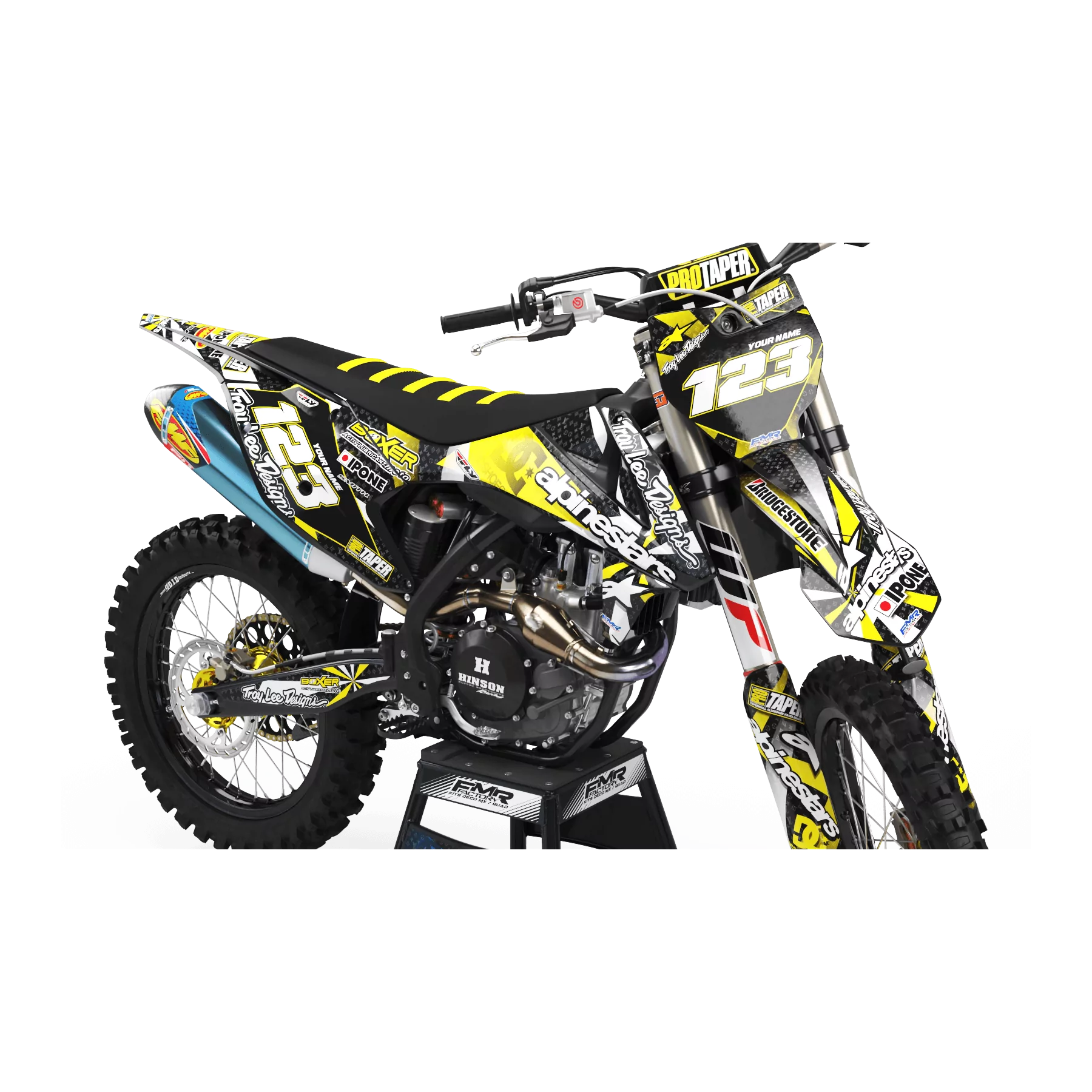 Kit adesivos moto KIT ADESIVOS Motocross ALPINESTARS amarelo (ref:prda4e)