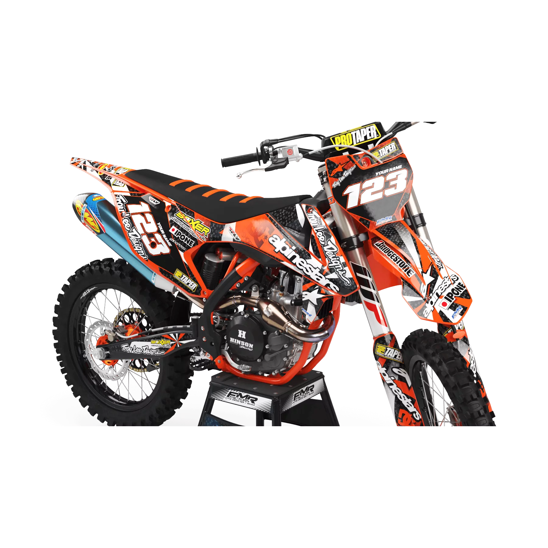 Kit déco moto KIT DECO Motocross PERSO MOTOCROSS ALPINESTARS orange (ref:prda4f)