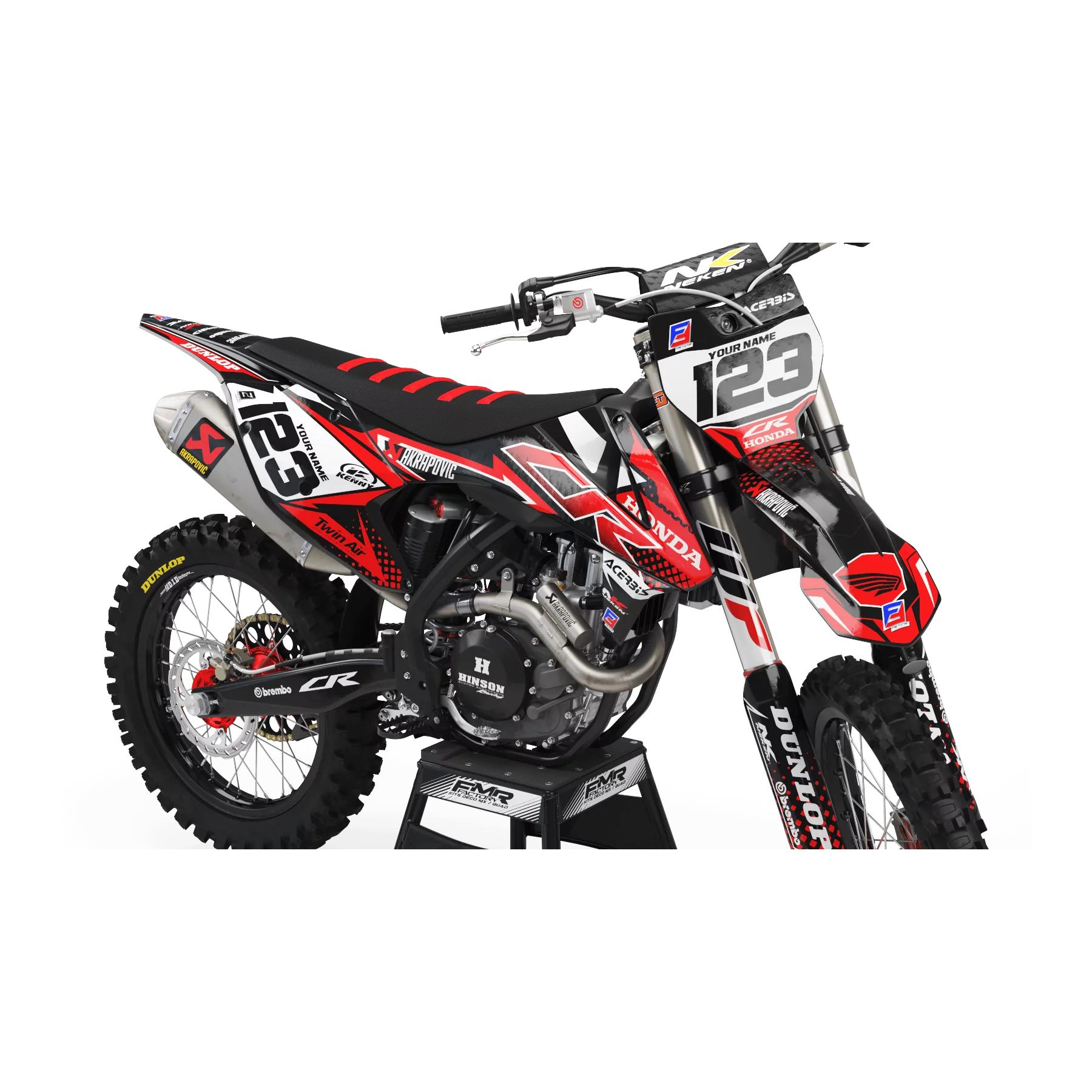 Kit adesivos moto KIT ADESIVOS MOTOCROSS honda FACTORY ENERGY vermelho (ref:prda33a)