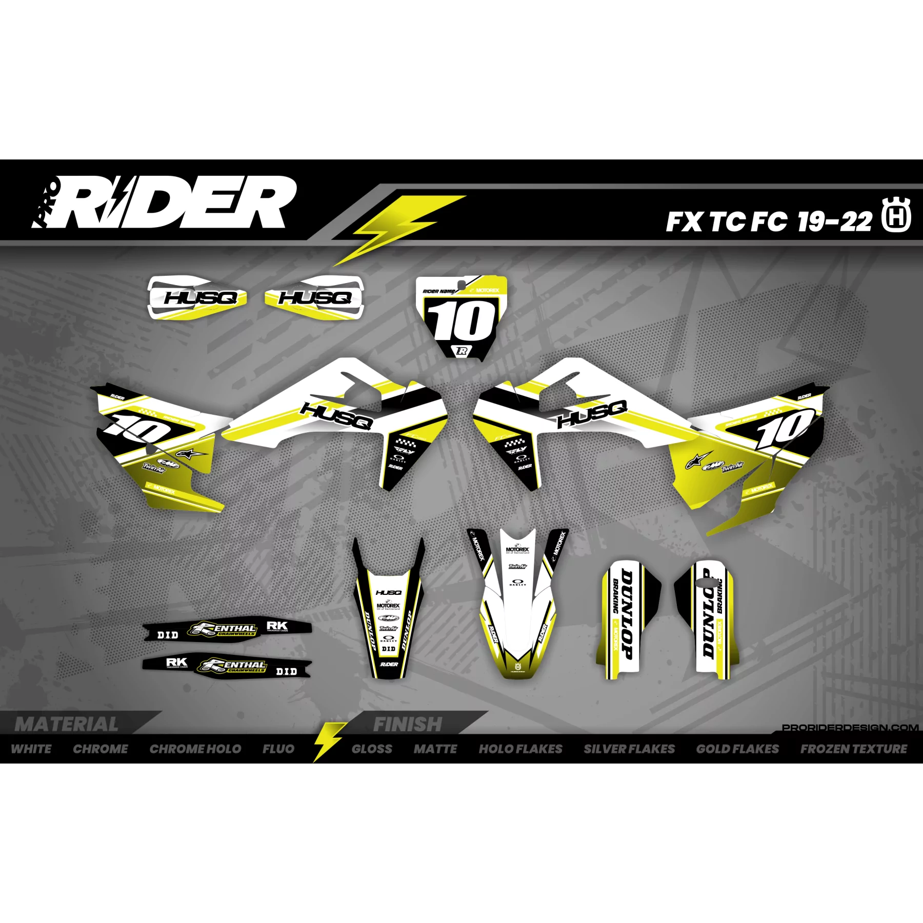 Moto stickerset stickerset motocross husqvarna Yellow Strike