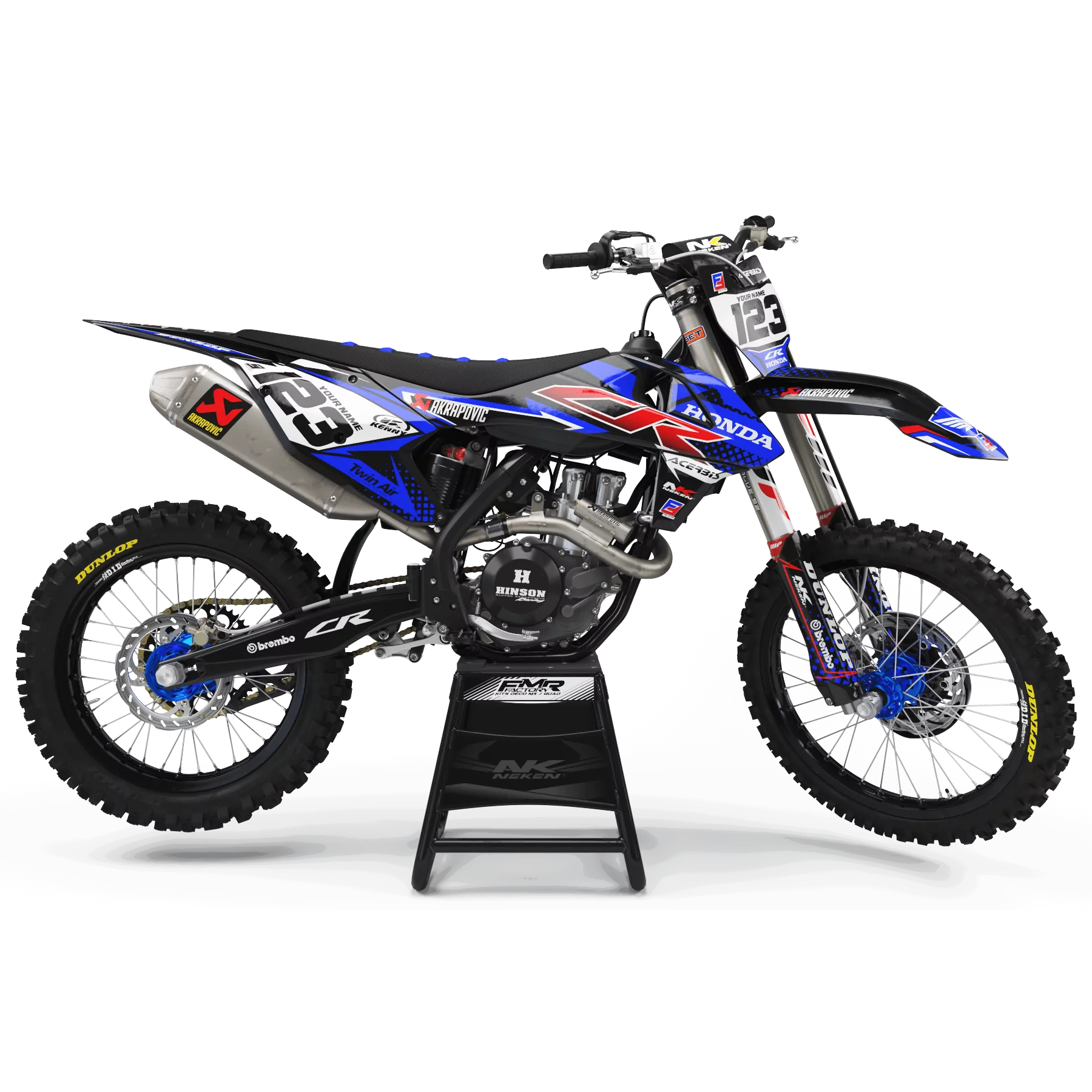 Kit adesivos moto KIT ADESIVOS MOTOCROSS honda FACTORY ENERGY azul|vermelho (ref:prda33a2)