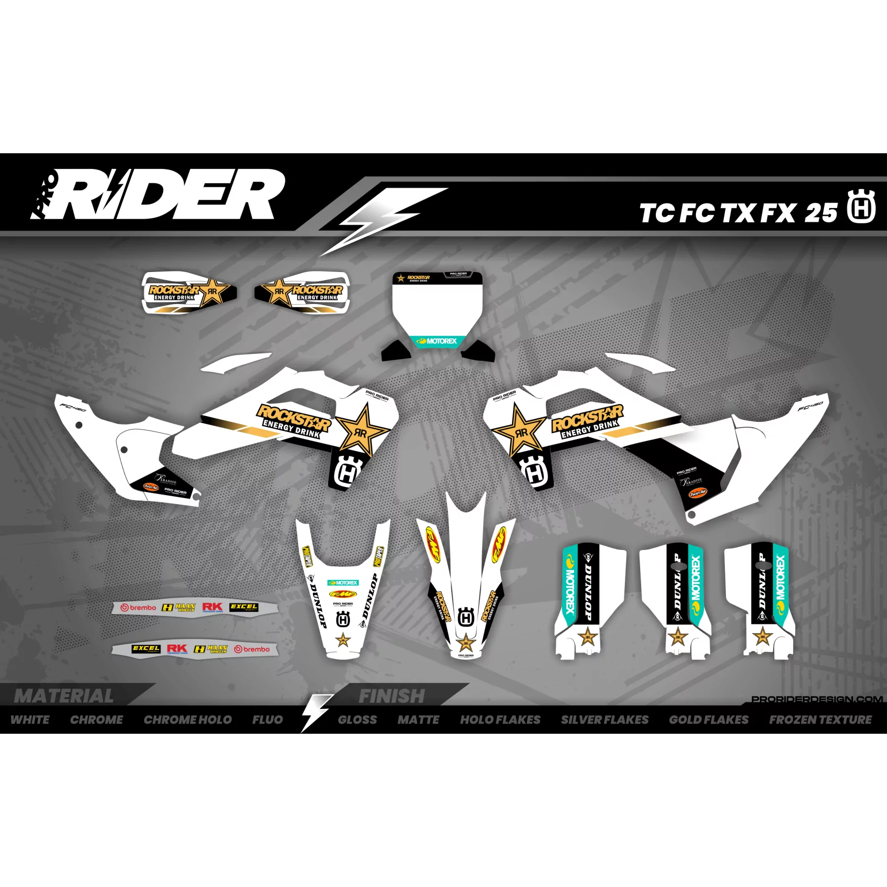 Motorrad-Dekor Dekor Rockstar Husqvarna Factory Racing TC-FC-TE-FE