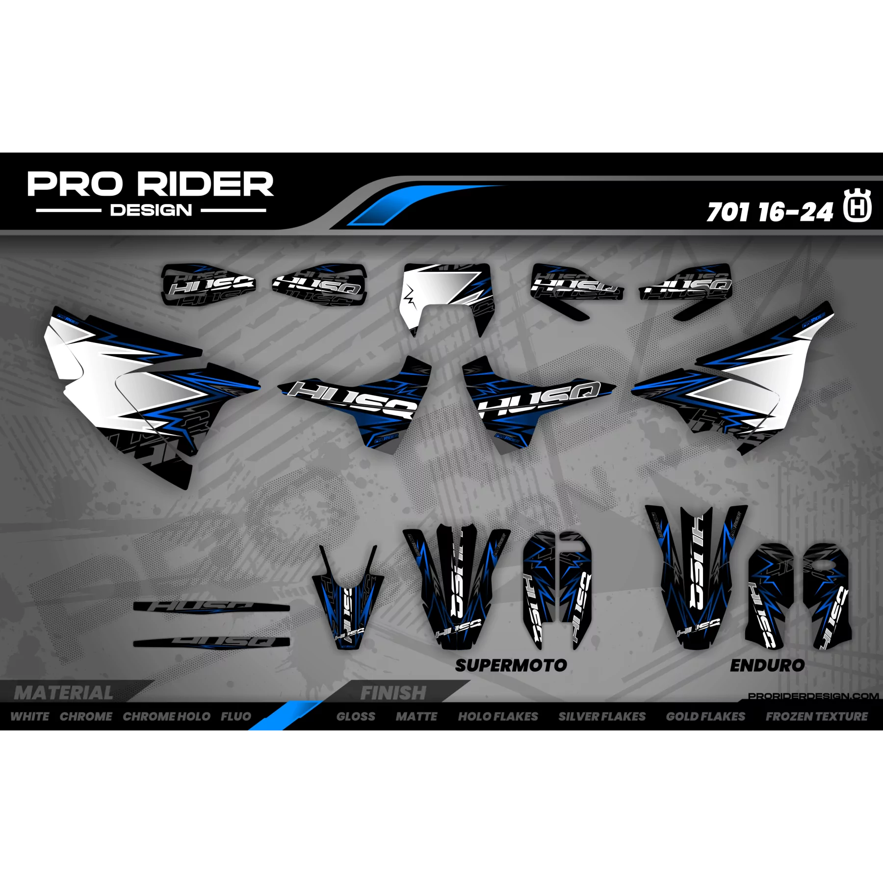 Kit adesivos moto Kit adesivos 701 HUSQVARNA | WHITE BLUE BOLD EFFECT