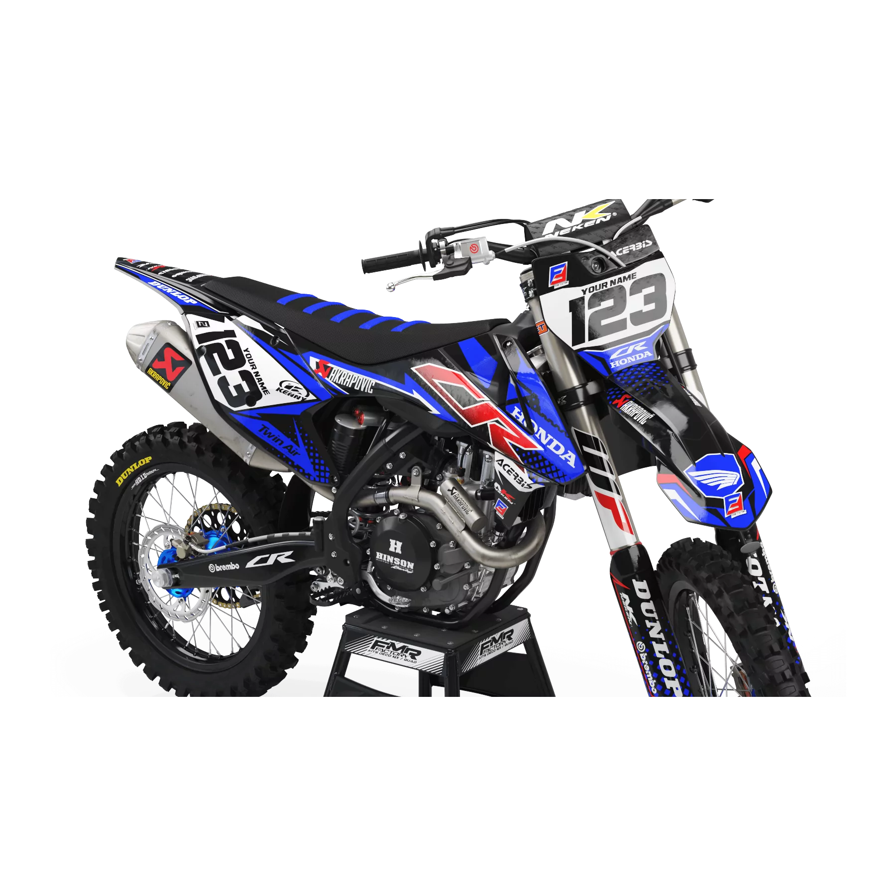 Kit adesivos moto KIT ADESIVOS MOTOCROSS honda FACTORY ENERGY azul|vermelho (ref:prda33a2)