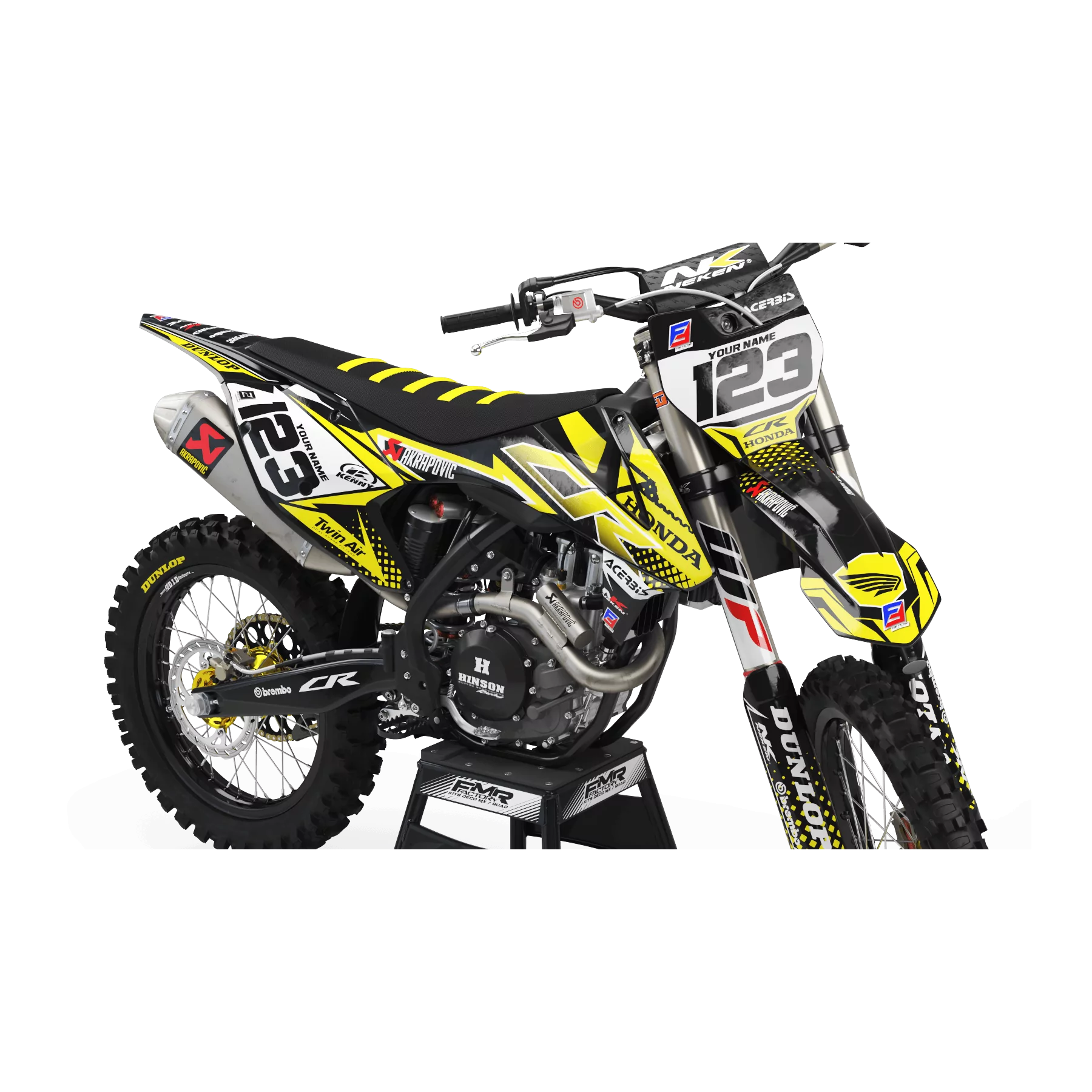 Kit adesivos moto KIT ADESIVOS MOTOCROSS honda FACTORY ENERGY amarelo (ref:prda33a4)