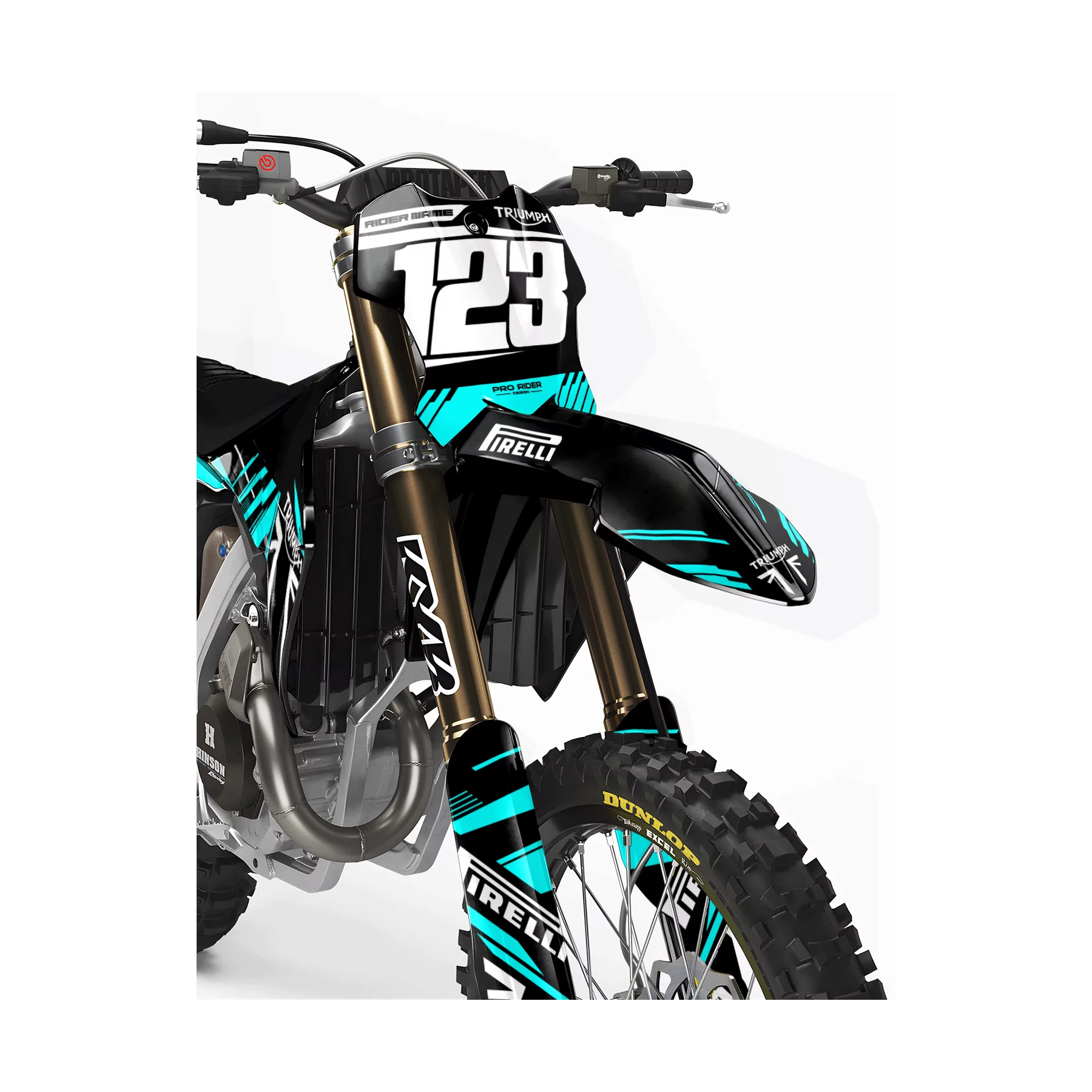 Kit adesivos moto KIT ADESIVOS MOTOCROSS TRIUMPH STOCK TEAL