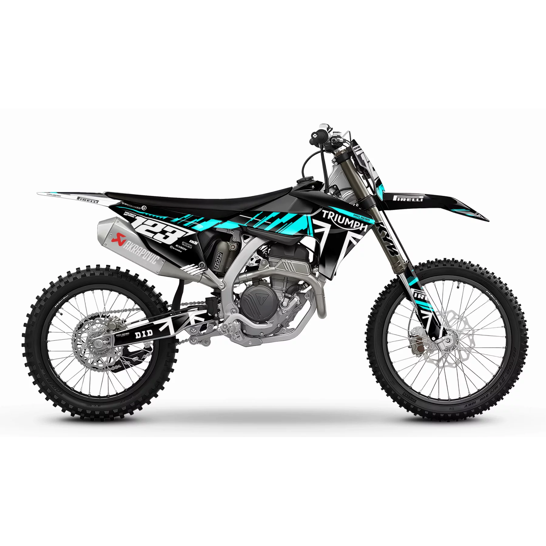 Kit adesivos moto KIT ADESIVOS MOTOCROSS TRIUMPH STOCK TEAL