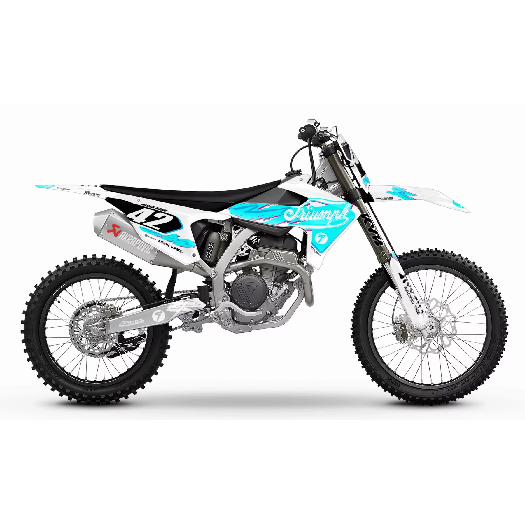 Motorrad Dekor DEKOR MOTOCROSS TRIUMPH RETRO TEAL