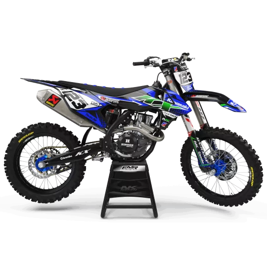 STICKERSET moto Stickerset MOTOCROSS kawasaki FACTORY ENERGY blauw|groen (ref:prda33b2)