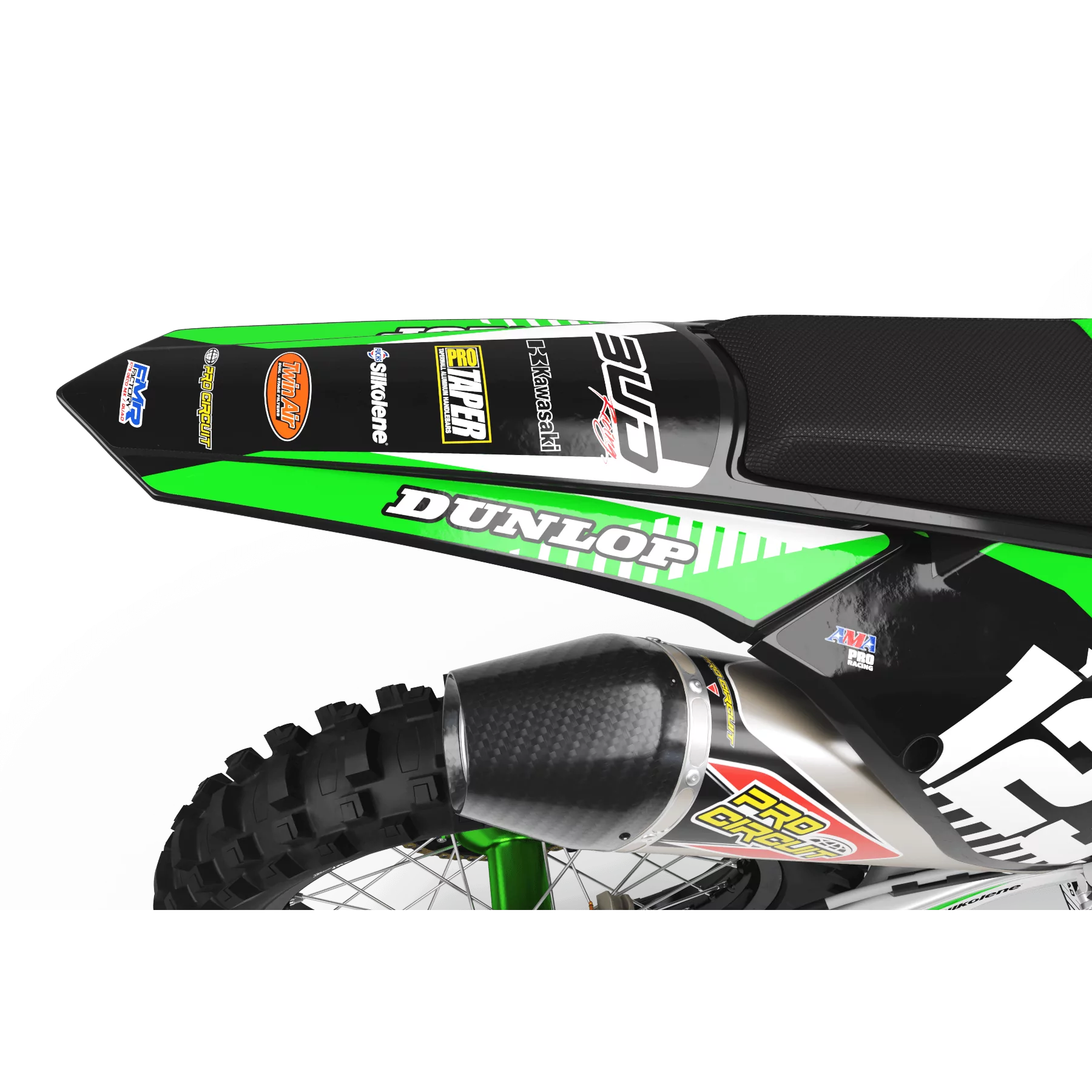 Kit adhesivos moto KIT ADHESIVOS MOTOCROSS BUD Racing kawasaki (ref:prda12b)